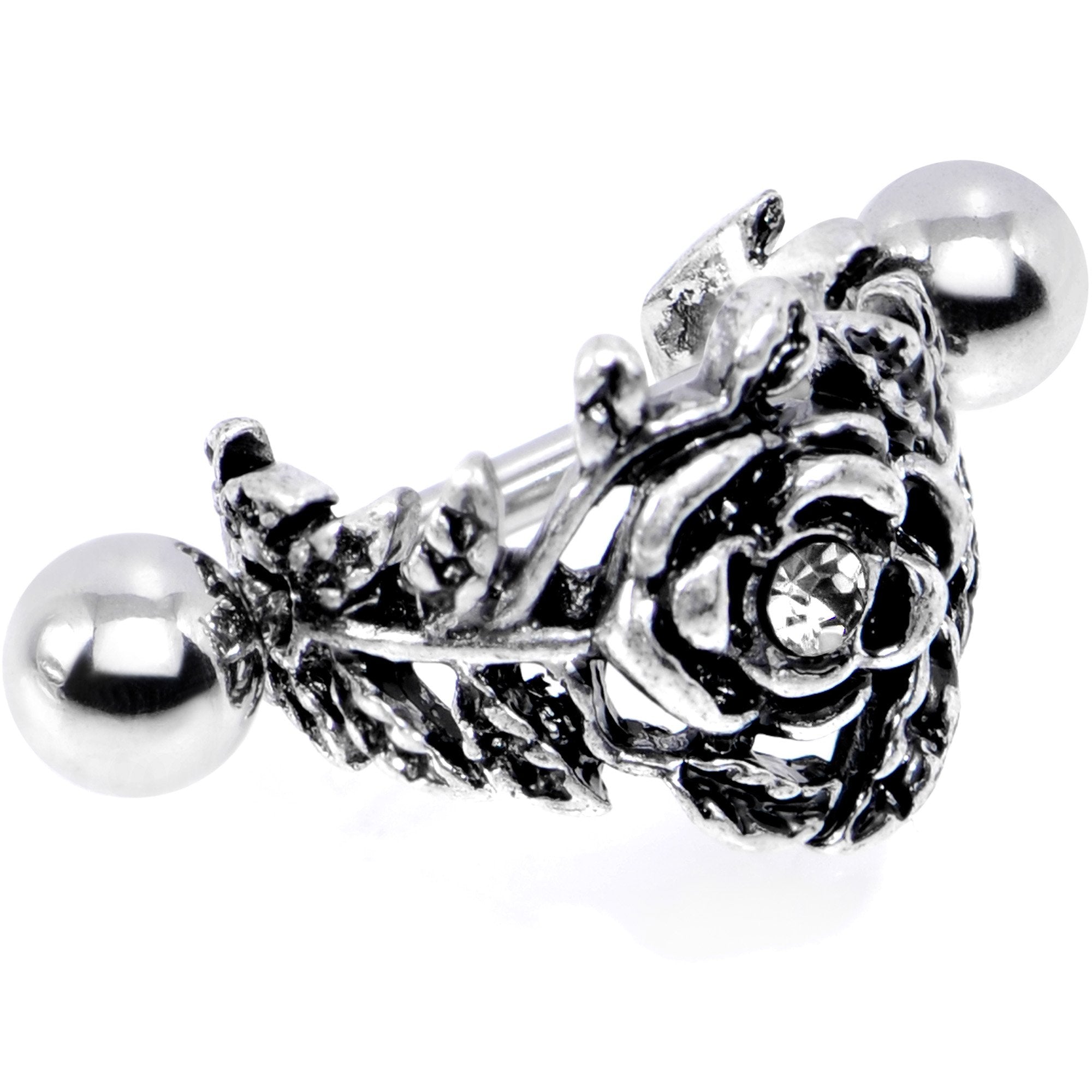 16G 1/2 Clear Gem Floral Wreath Cuff Cartilage Earring