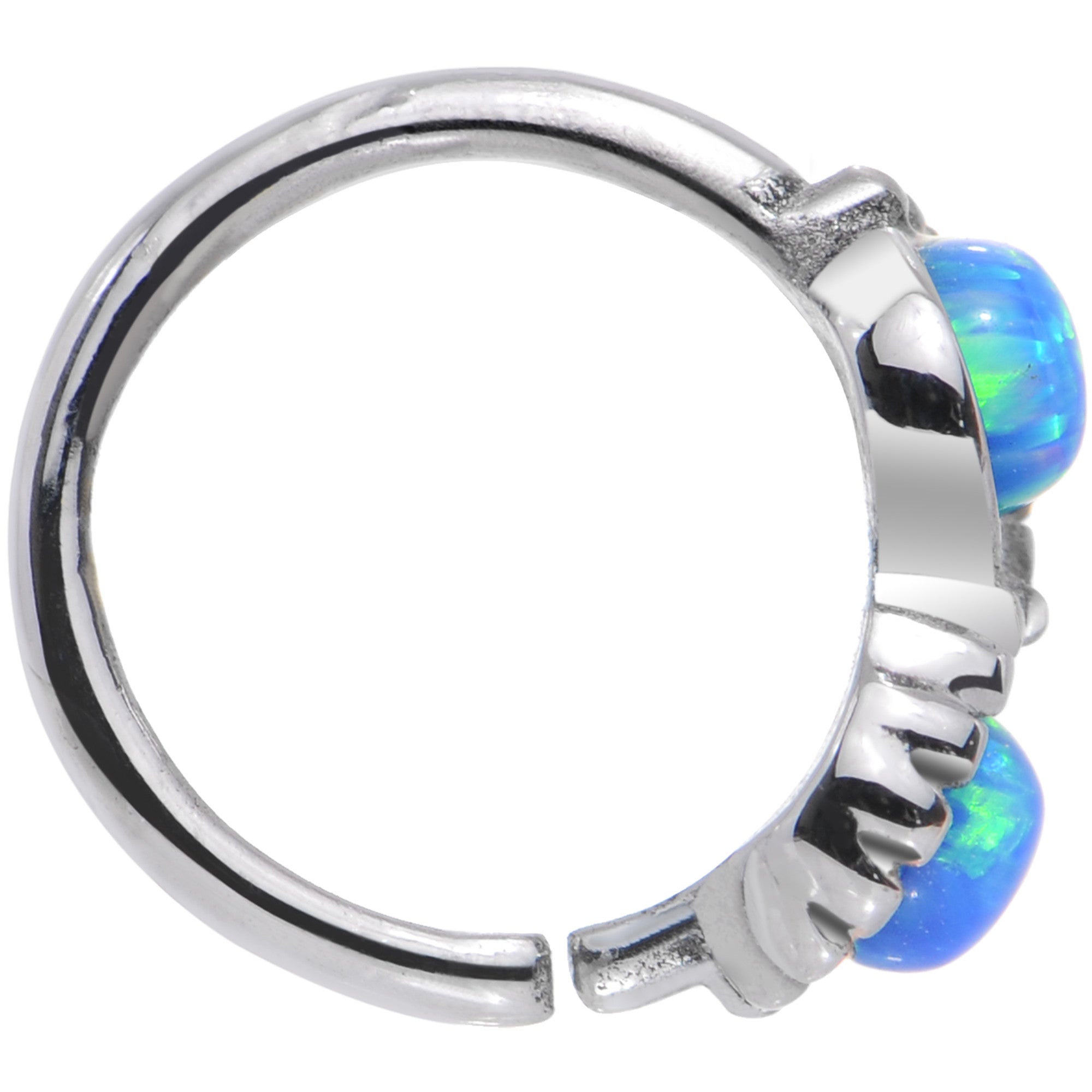 18G 5/16 Blue Synthetic Opal Duet Seamless Circular Ring
