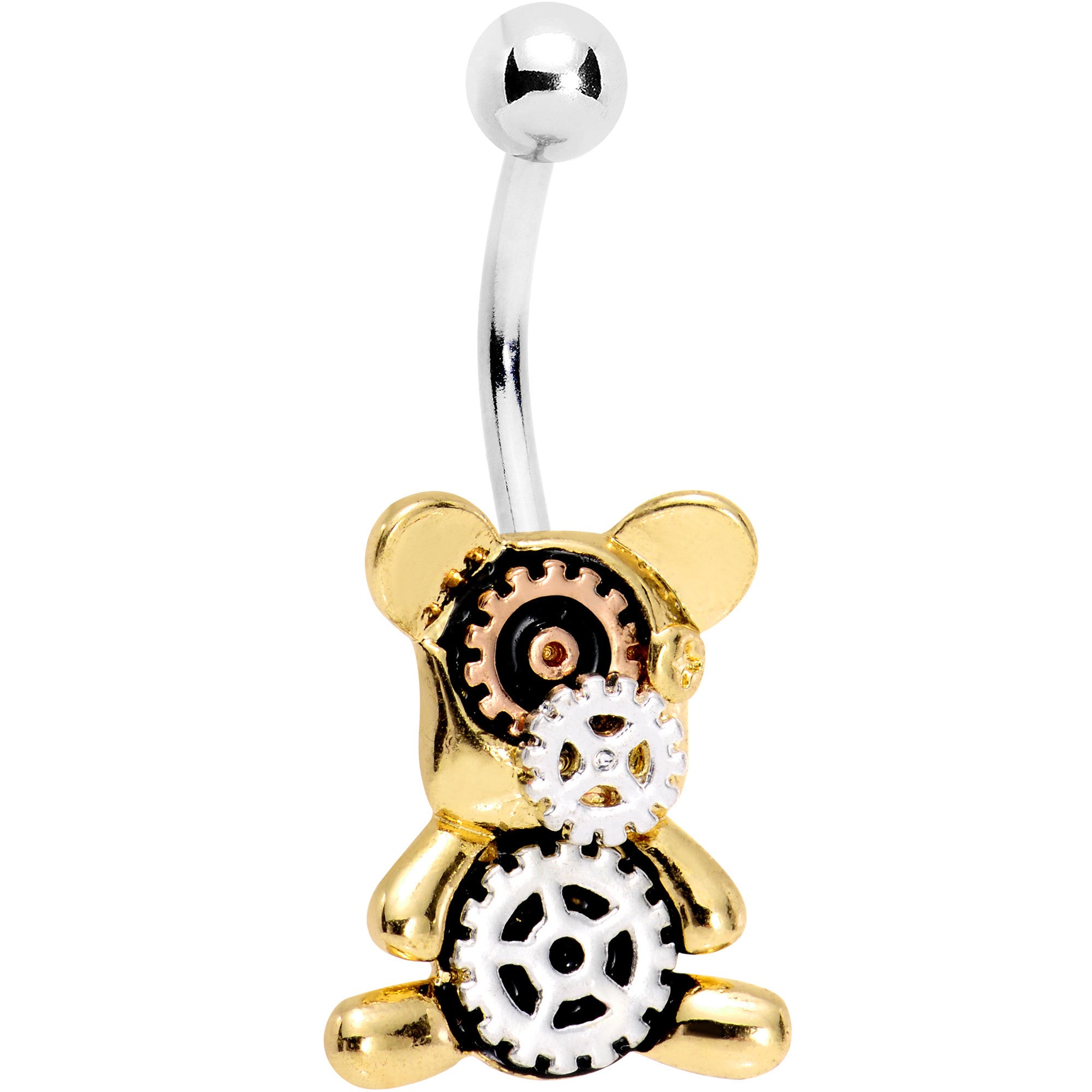 Steampunk Gears Teddy Bear Belly Ring