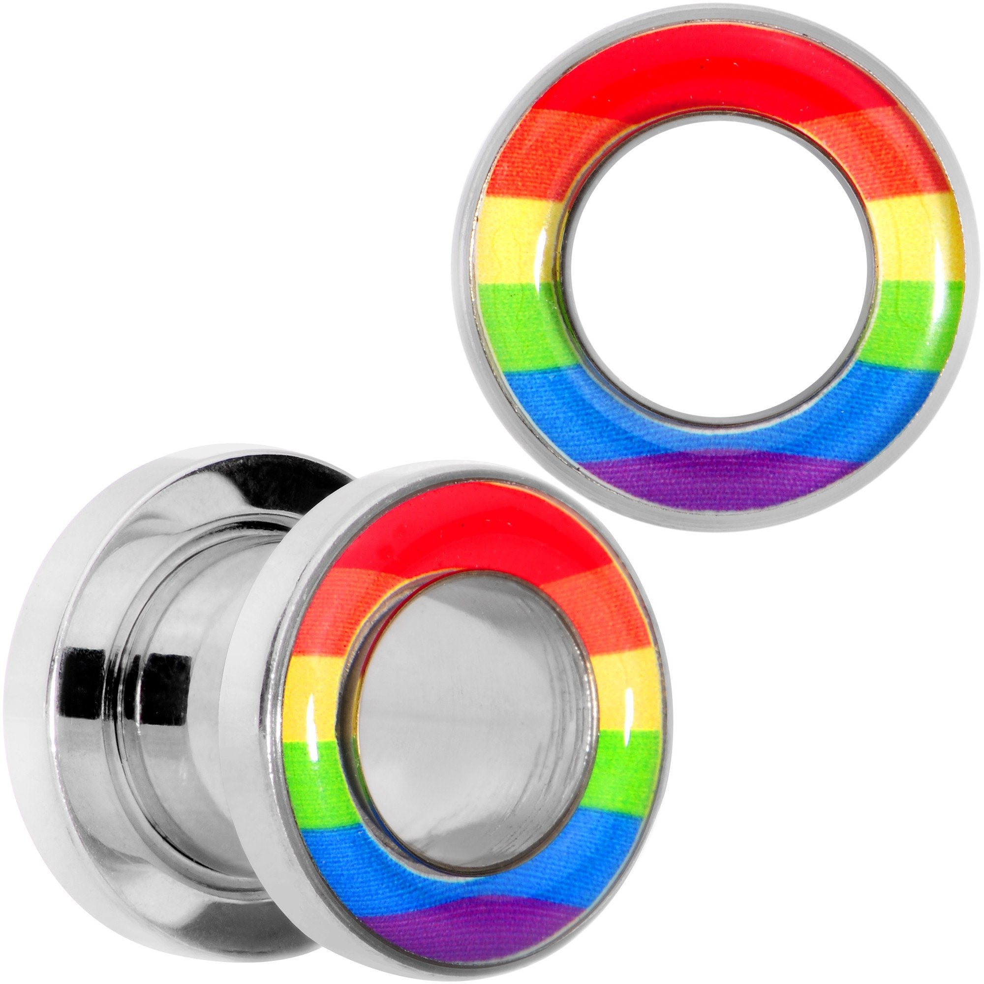 Rainbow Unity Pride Screw Fit Tunnel Plug Set 2G to 1"