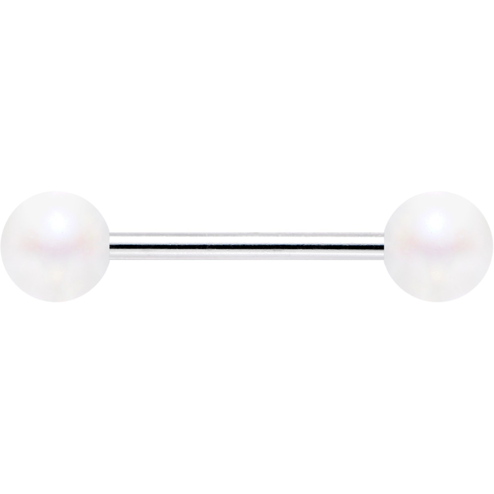 Matte Iridescent White 6mm Acrylic Ball Barbell Tongue Ring