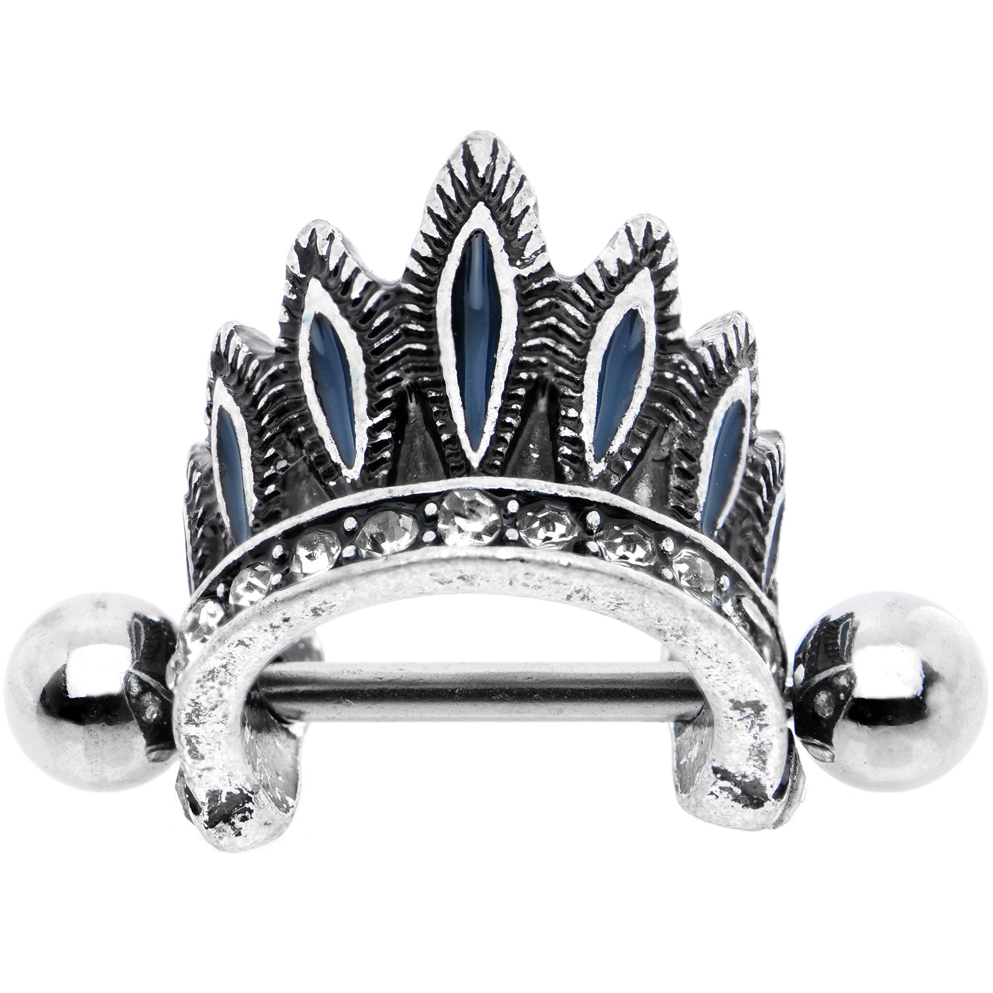 16G 1/4 Clear Gem Tribal Headdress Helix Cuff Cartilage Earring