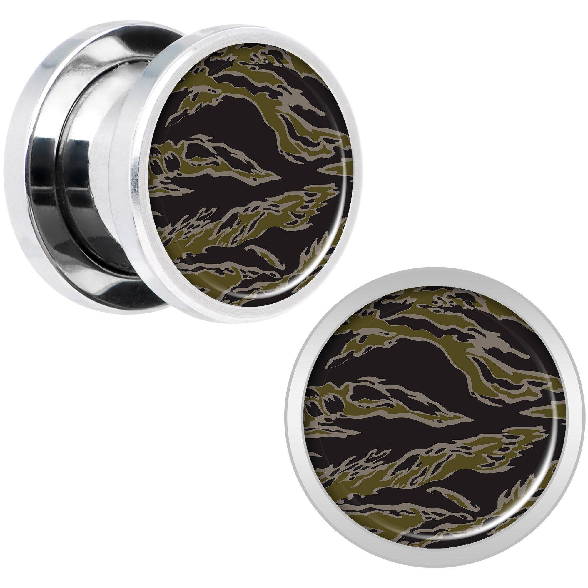 Tiger Camo Print Steel Screw Fit Plug Set 00G