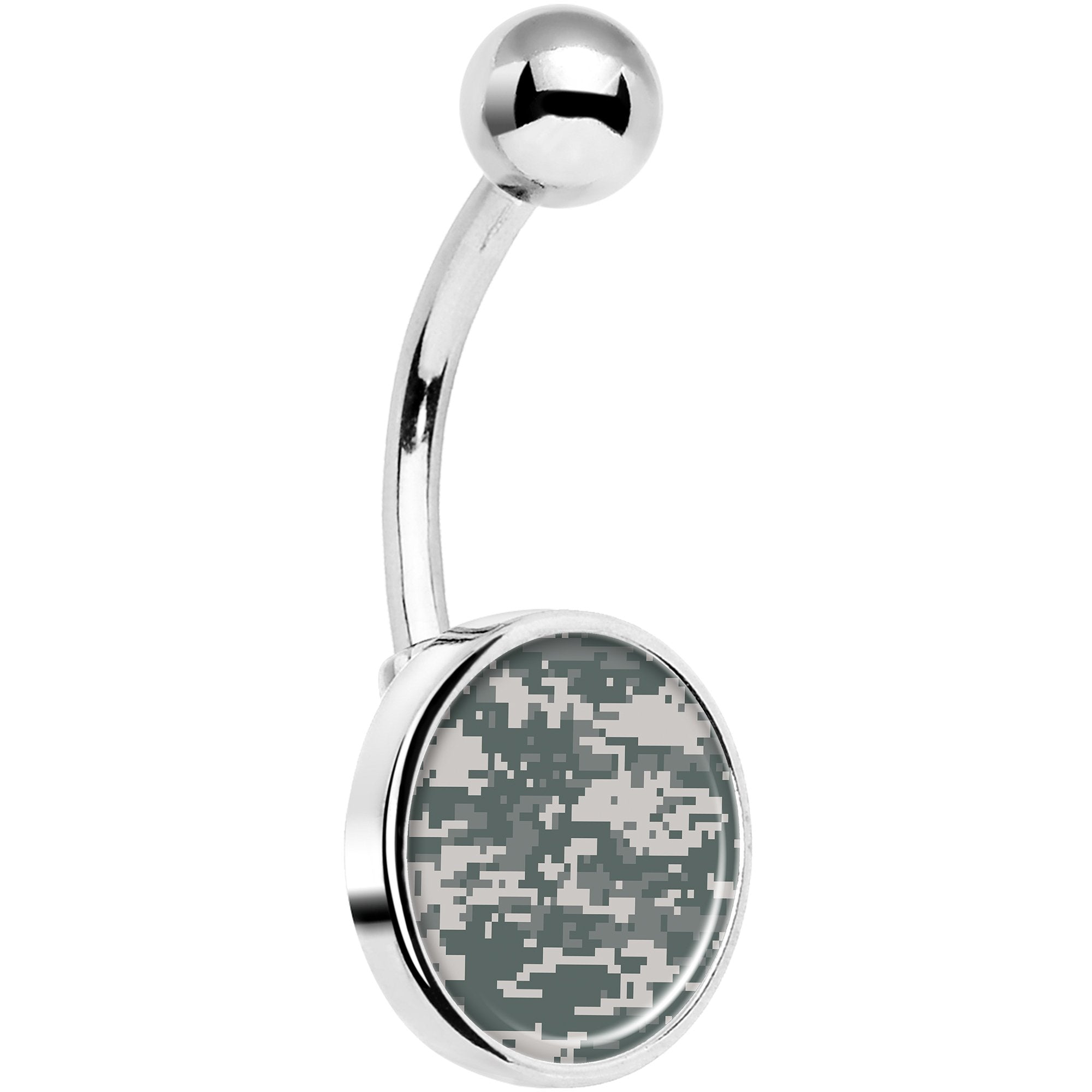 Digital Camo Print Hypoallergenic Stainless Steel Belly Ring