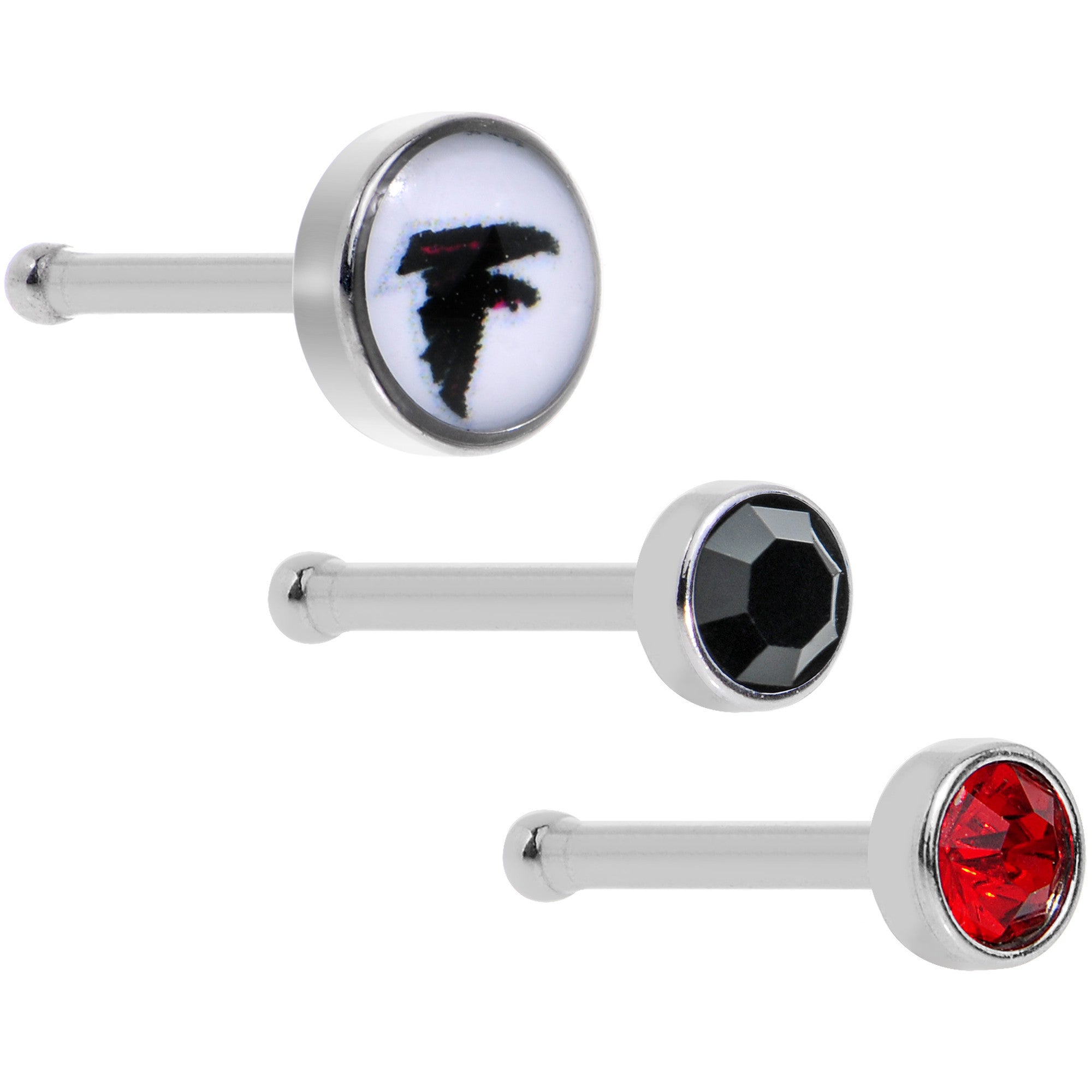 20G Licensed NFL Atlanta Falcons Logo Nose Bone 3 Pack Set