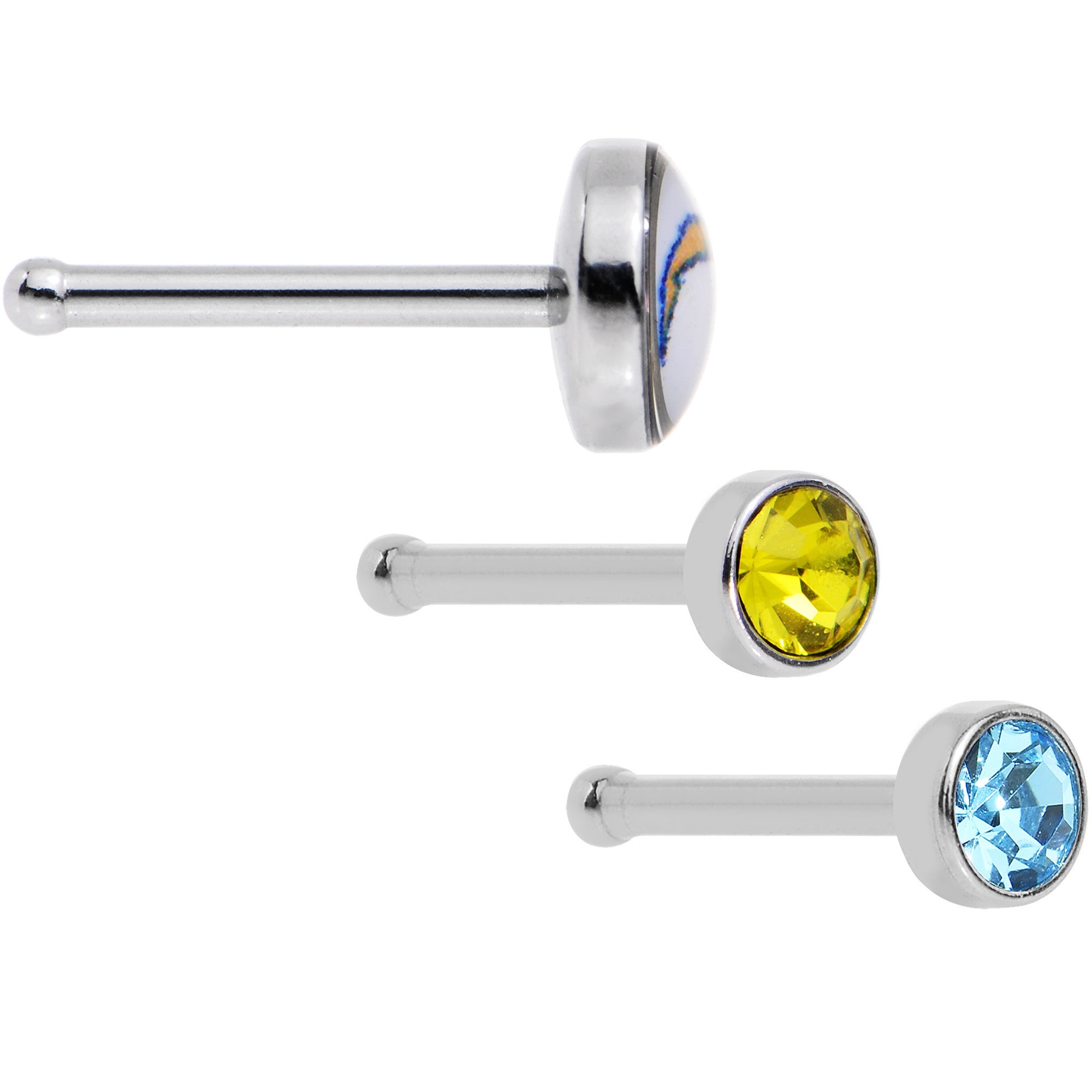 20G Licensed NFL San Diego Chargers Logo Nose Bone 3 Pack Set