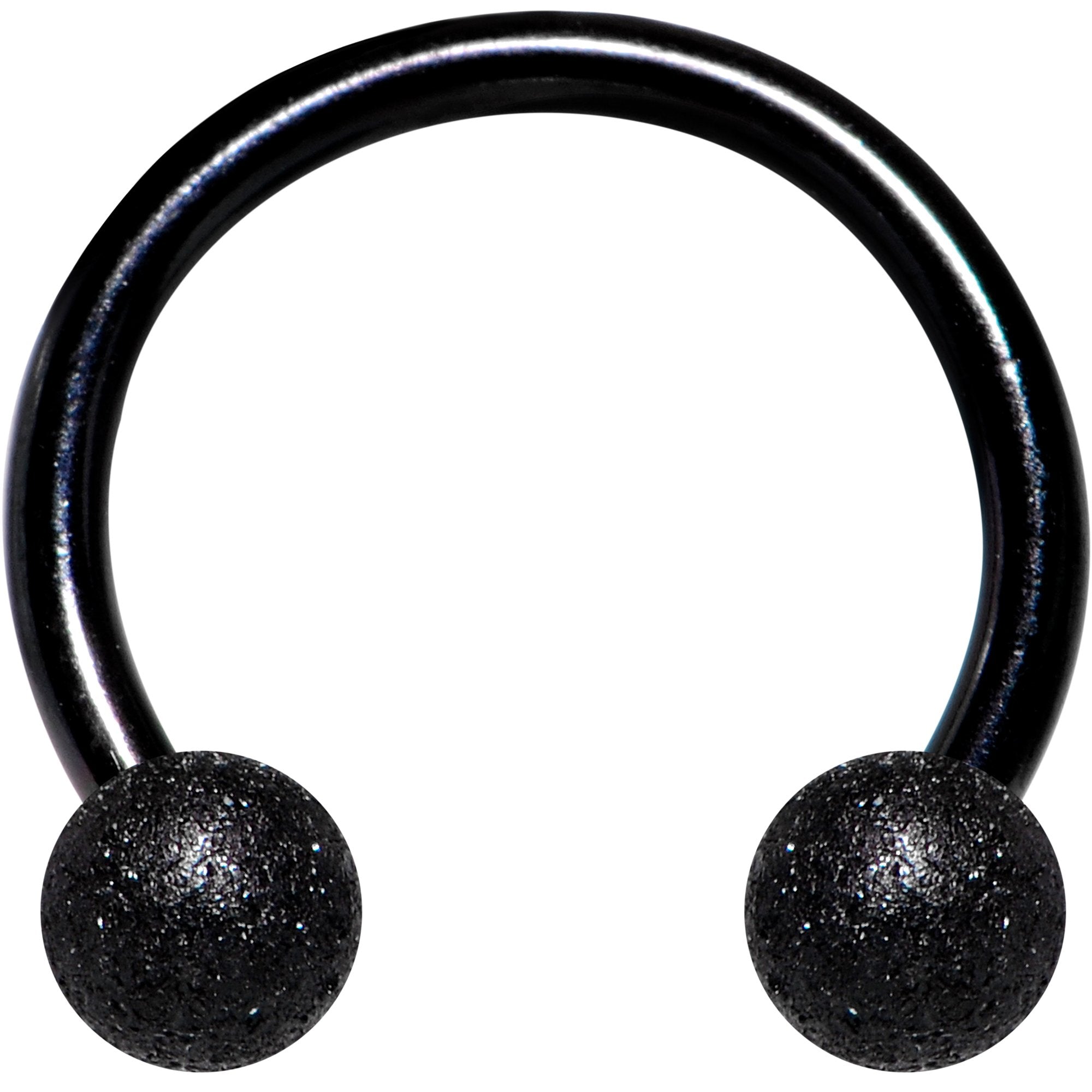 16G 5/16 Black Color PVD Textured Horseshoe Circular Barbell