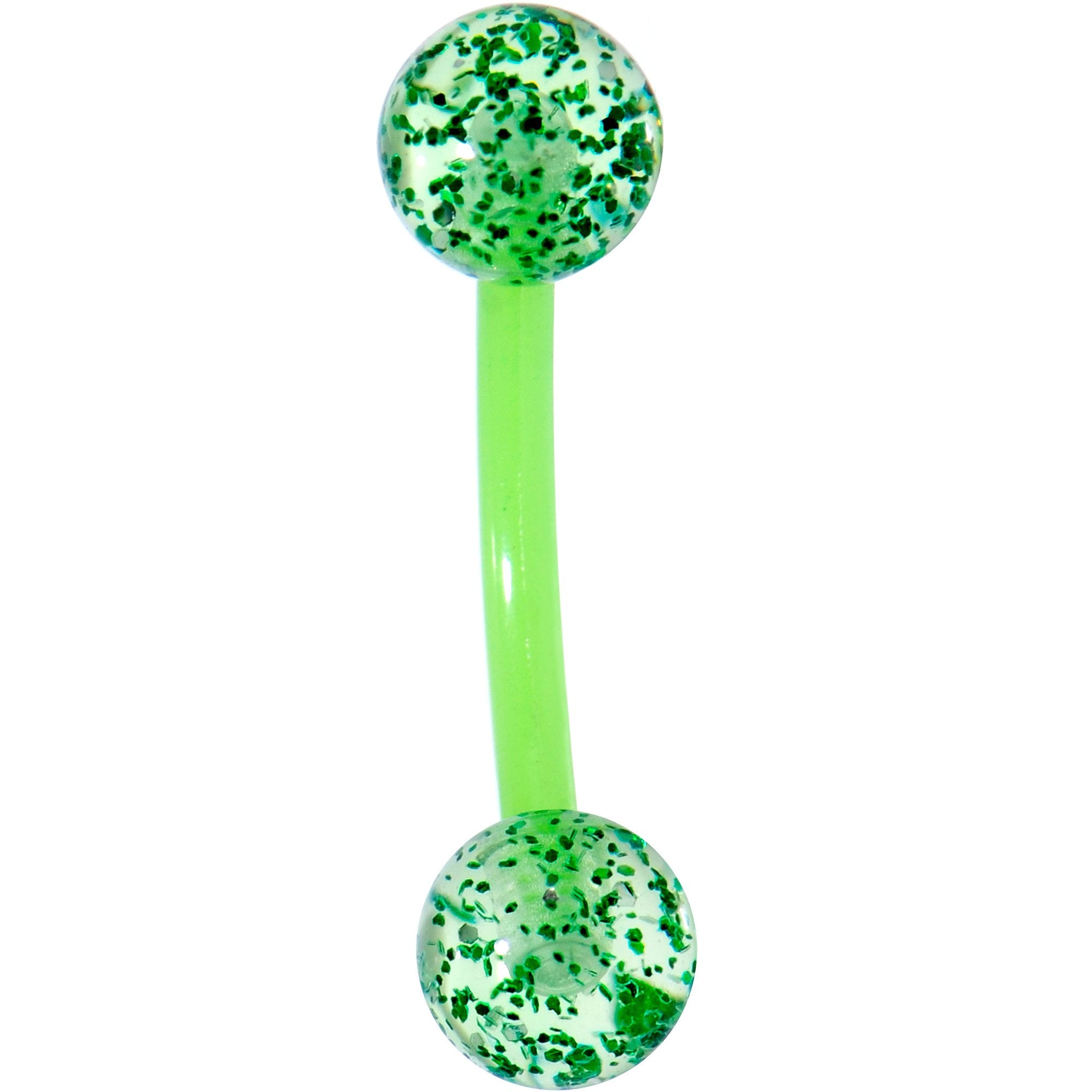 16G 5/16 Green Glitter Burst Curved Eyebrow Ring