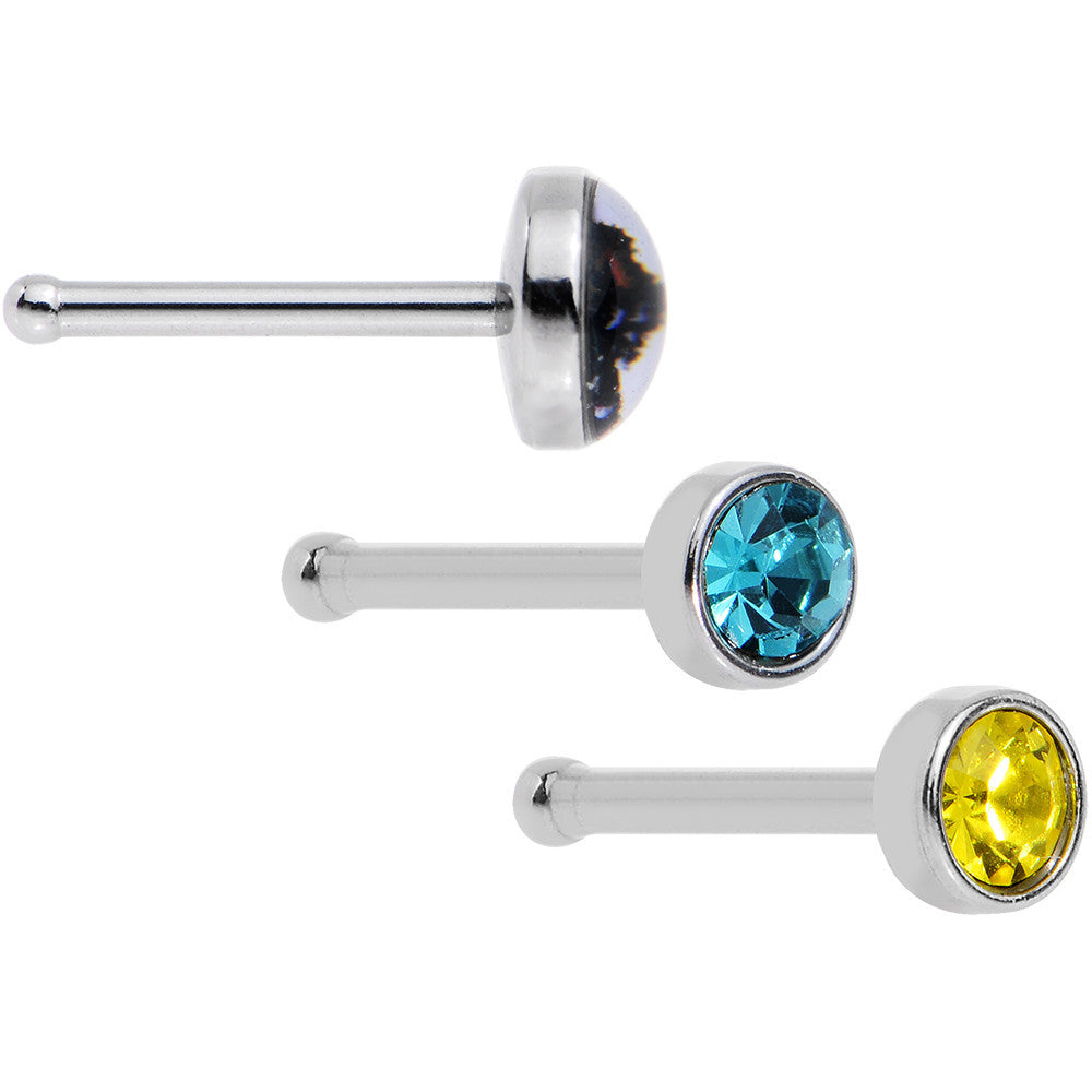 20G Licensed NFL Jacksonville Jaguars Logo Nose Bone 3 Pack Set