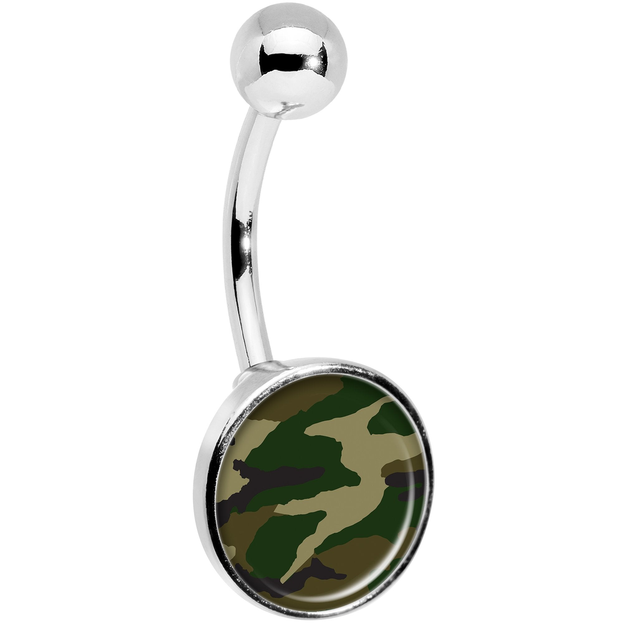 Woodland Camo Print Stainless Steel Belly Ring stylish jewelry