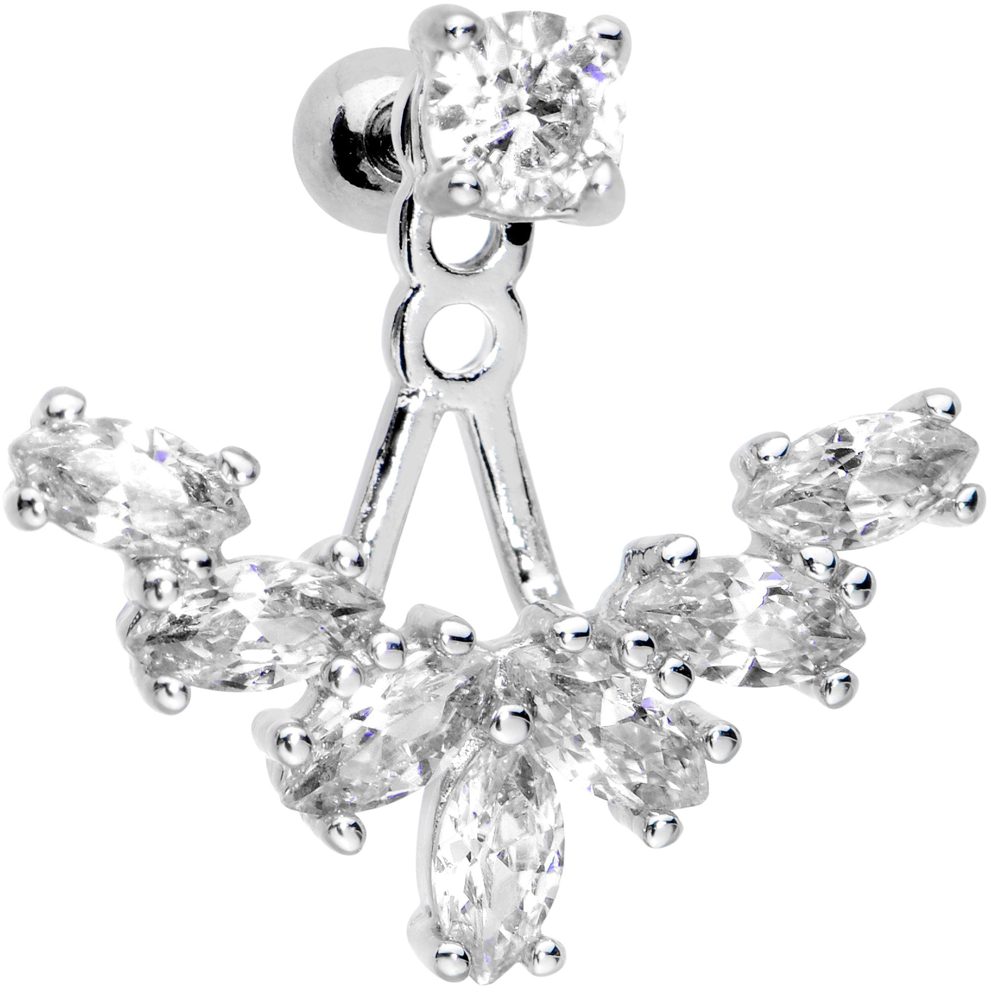 1/4 Clear Gem Darling Fan Dangle Cartilage Tragus Piercing