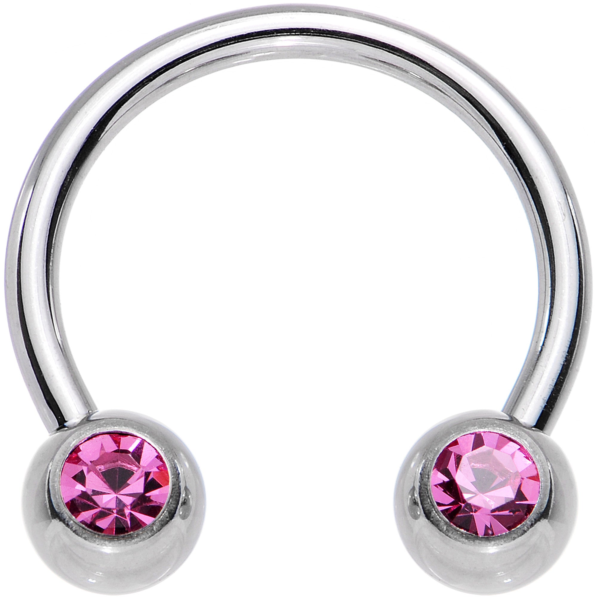 16G 3/8 4mm Pink Gem Horseshoe Circular Barbell