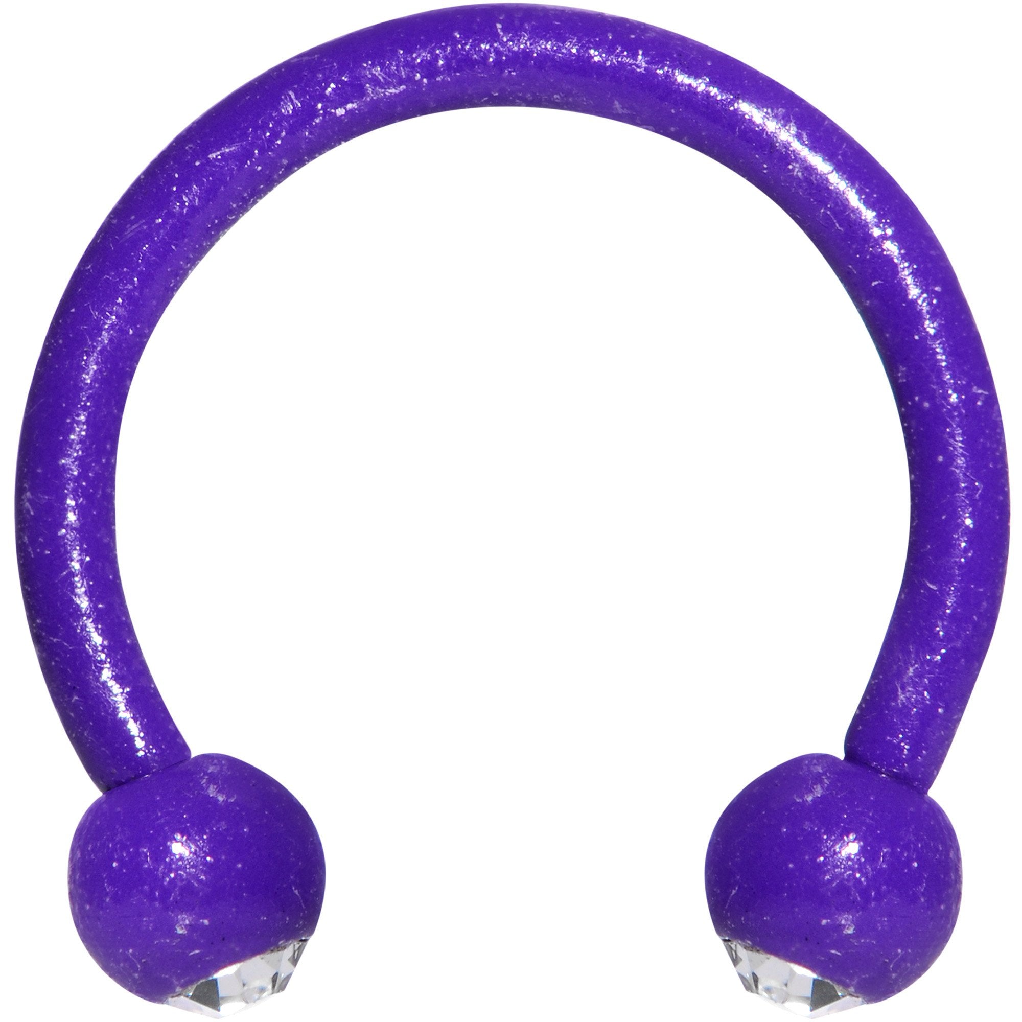 16G Clear Gem Purple Glow in the Dark Horseshoe Circular Barbell