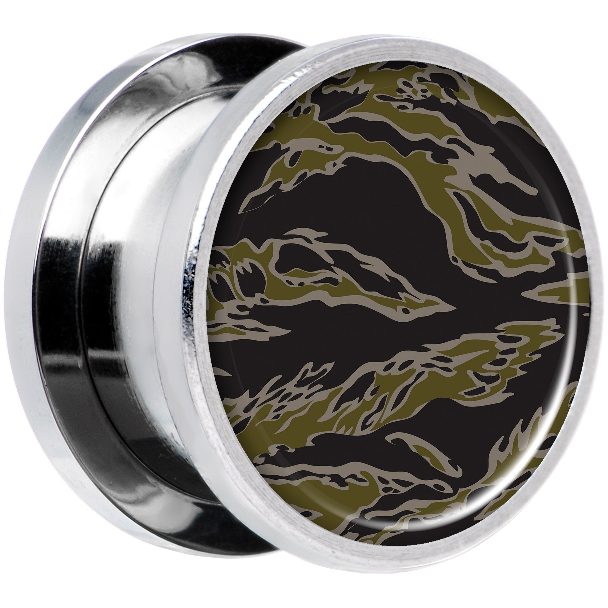 Tiger Camo Print Steel Screw Fit Plug Set 9/16