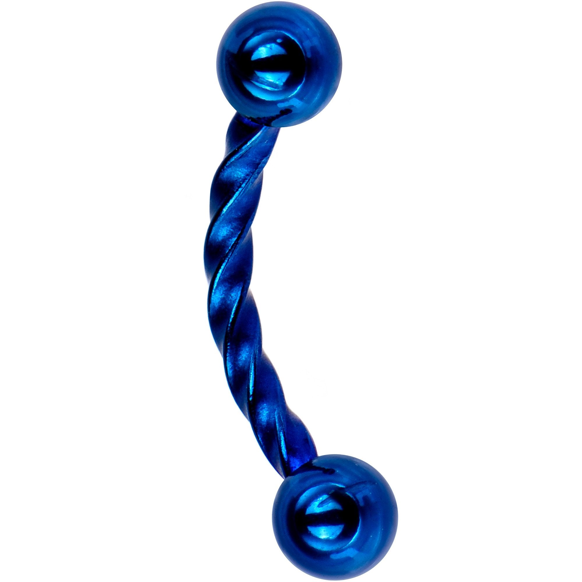 16G 5/16 Blue IP Seriously Twisted Curved Eyebrow Ring