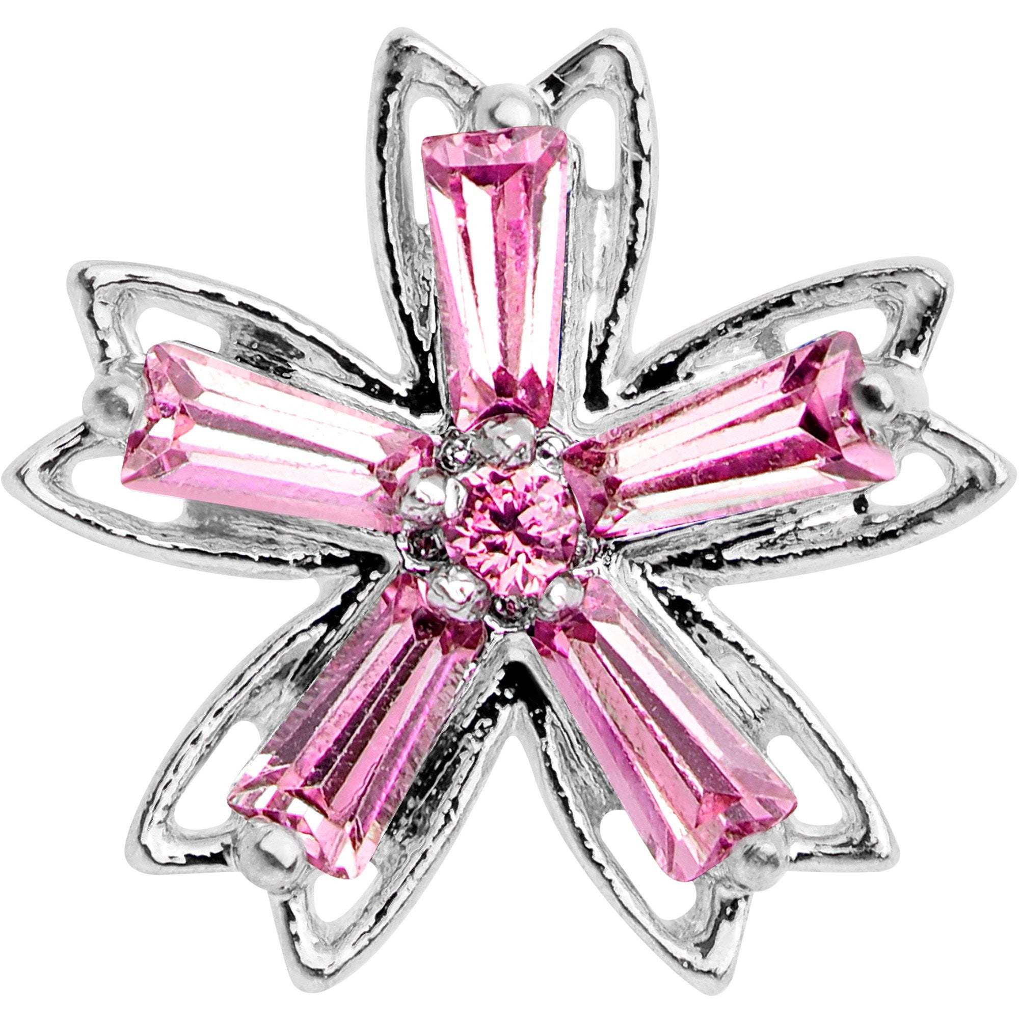 Pink CZ Gem Lil Lily Cartilage Tragus Earring