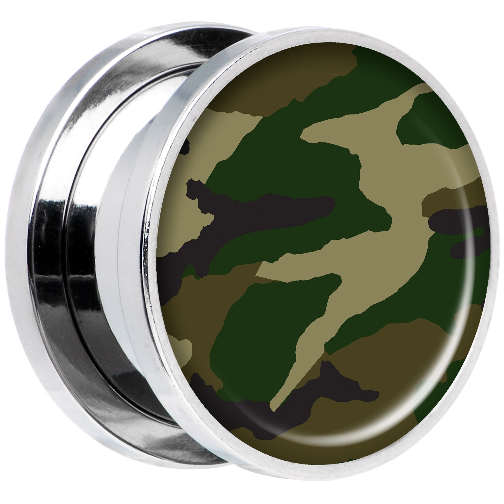 Woodland Camo Print Steel Screw Fit Plug Set 5/8