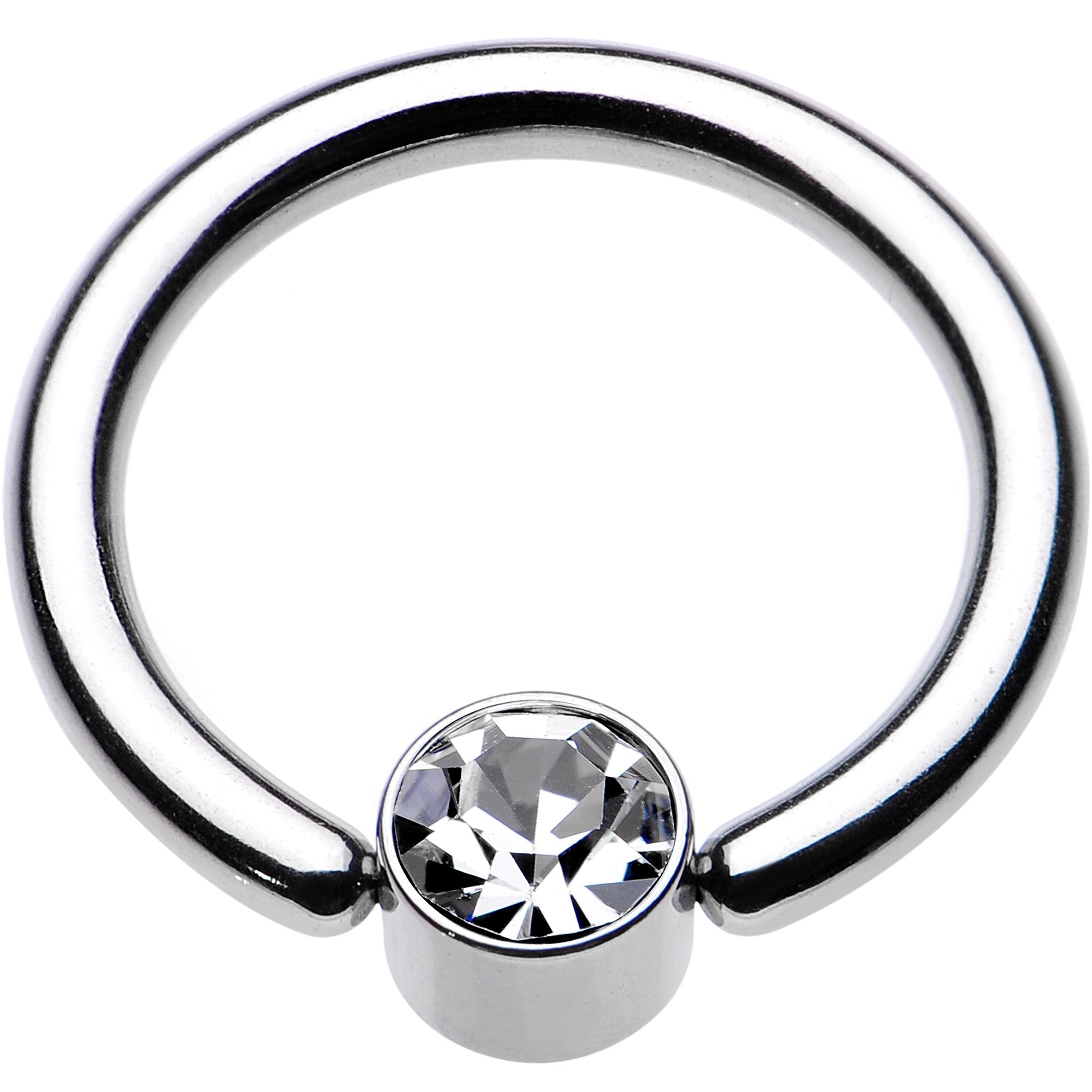 12G 1/2 Clear Gem 5mm Disc BCR Captive Ring