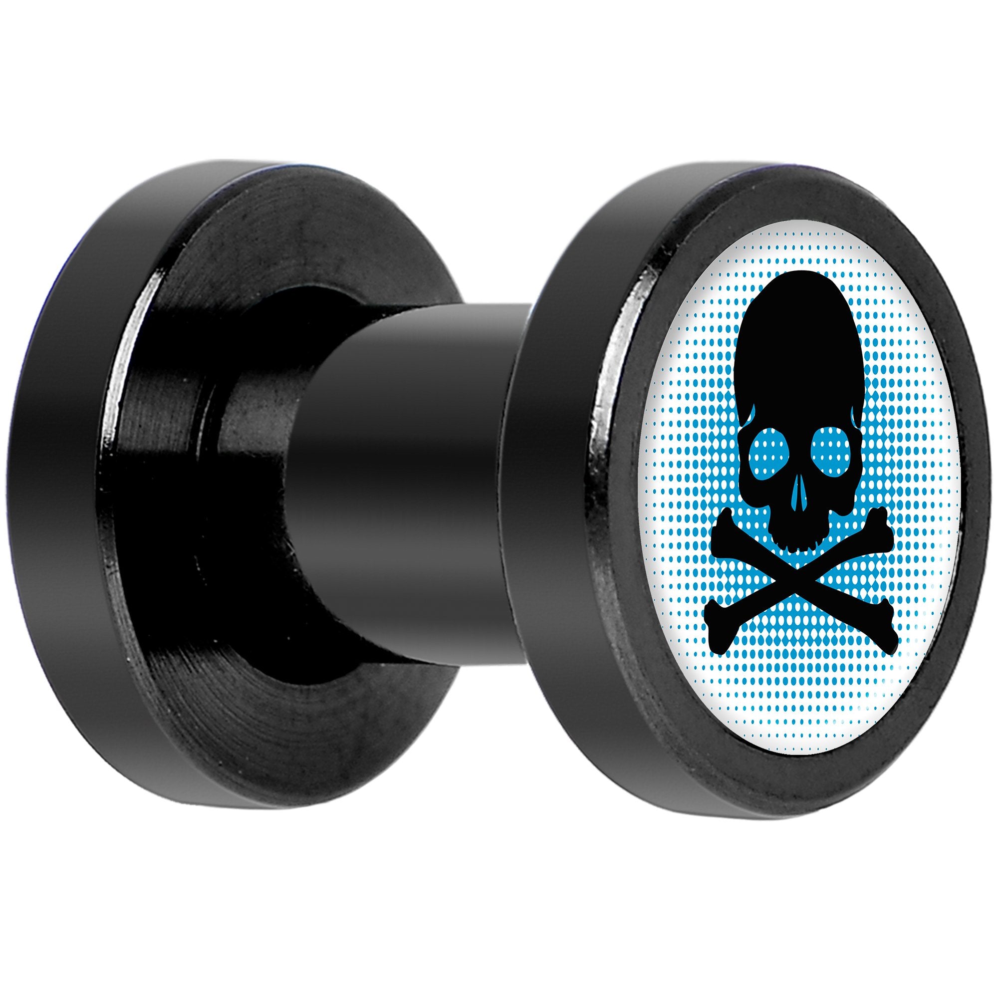 Blue Black Skull Black Anodized Screw Fit Plug Set 4G