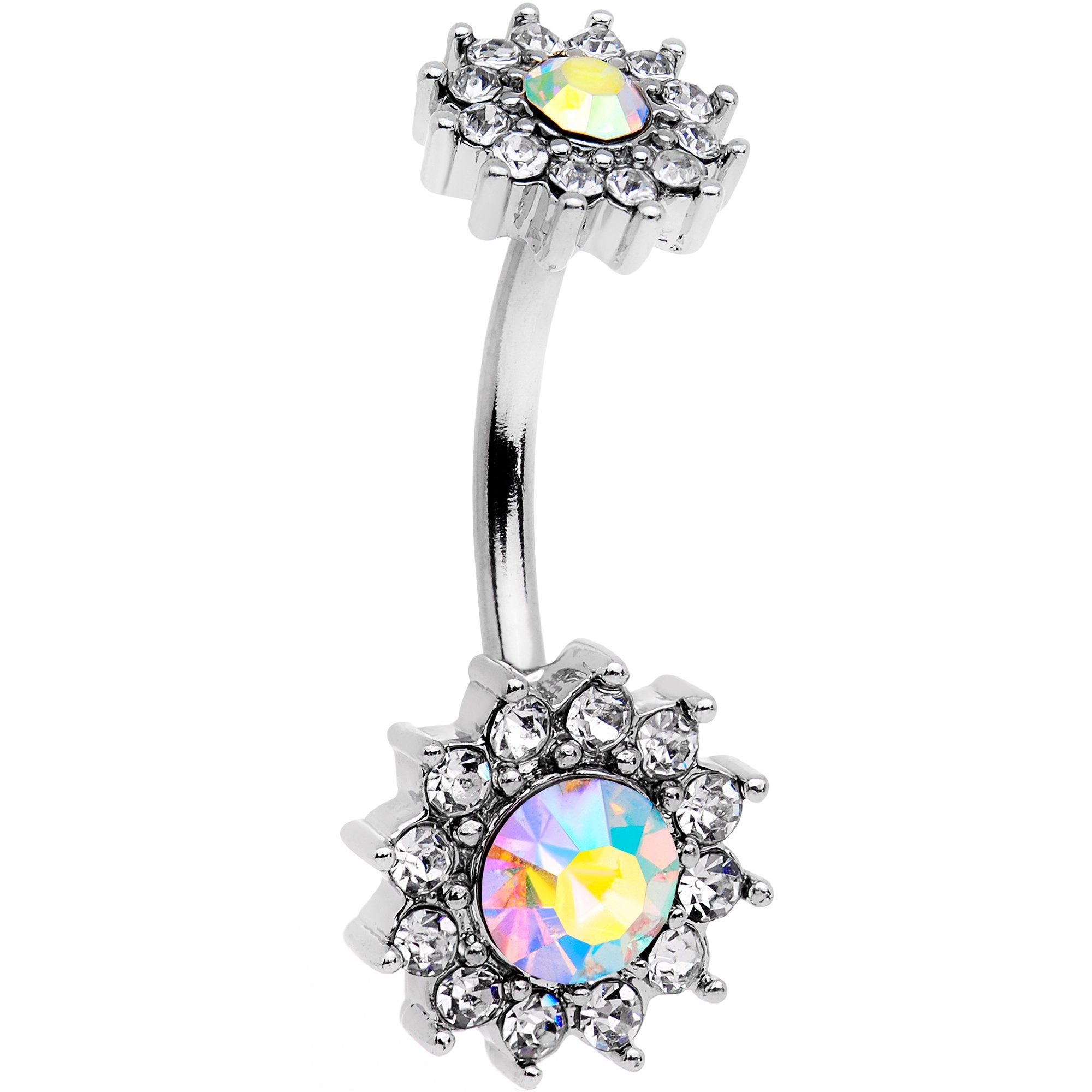 Aurora Gem Double Sunflower Belly Ring