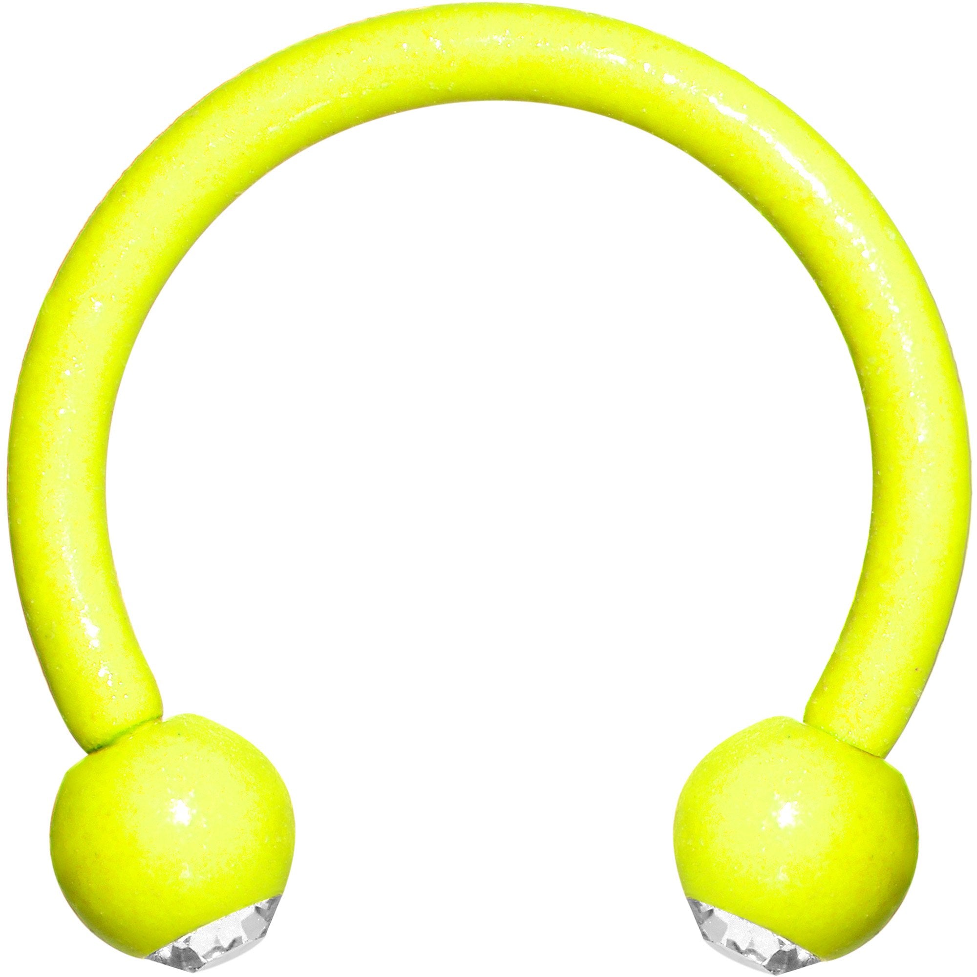 16G Clear Gem Yellow Glow in the Dark Horseshoe Circular Barbell