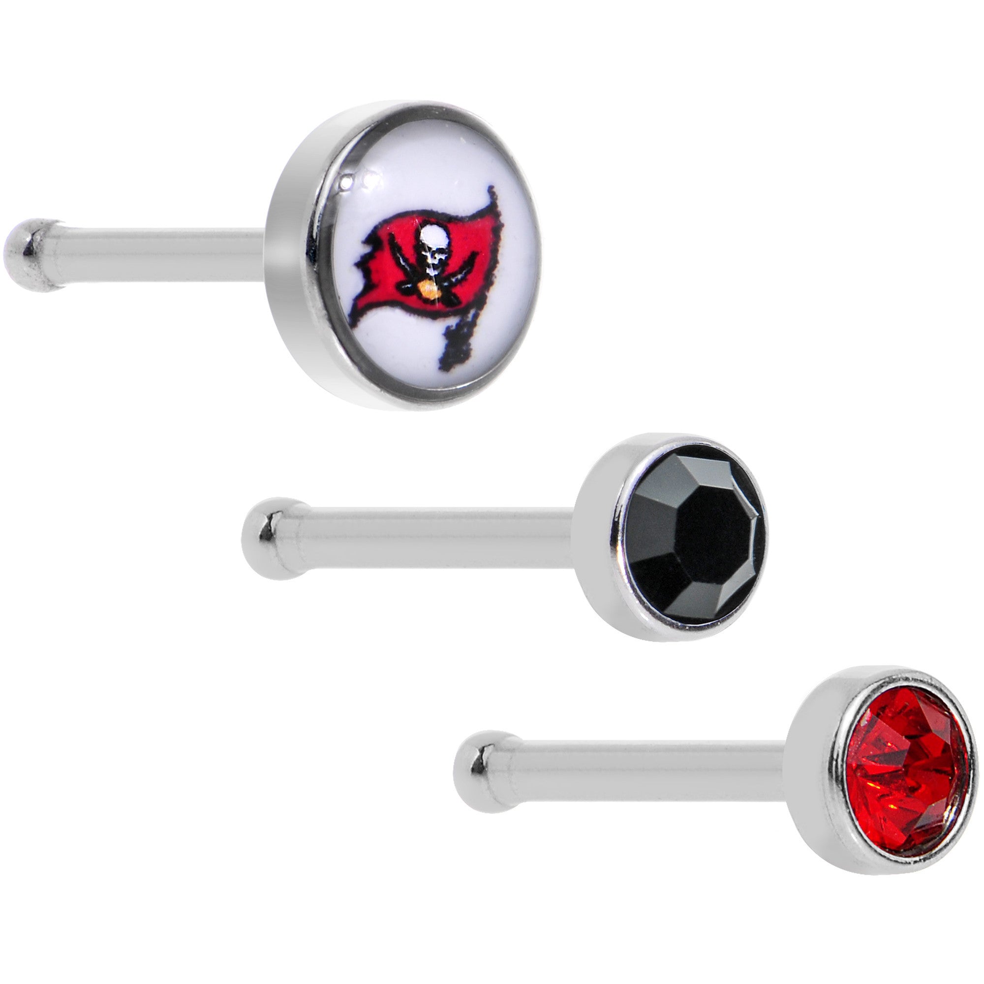 20G Licensed NFL Tampa Bay Buccaneers Logo Nose Bone 3 Pack Set