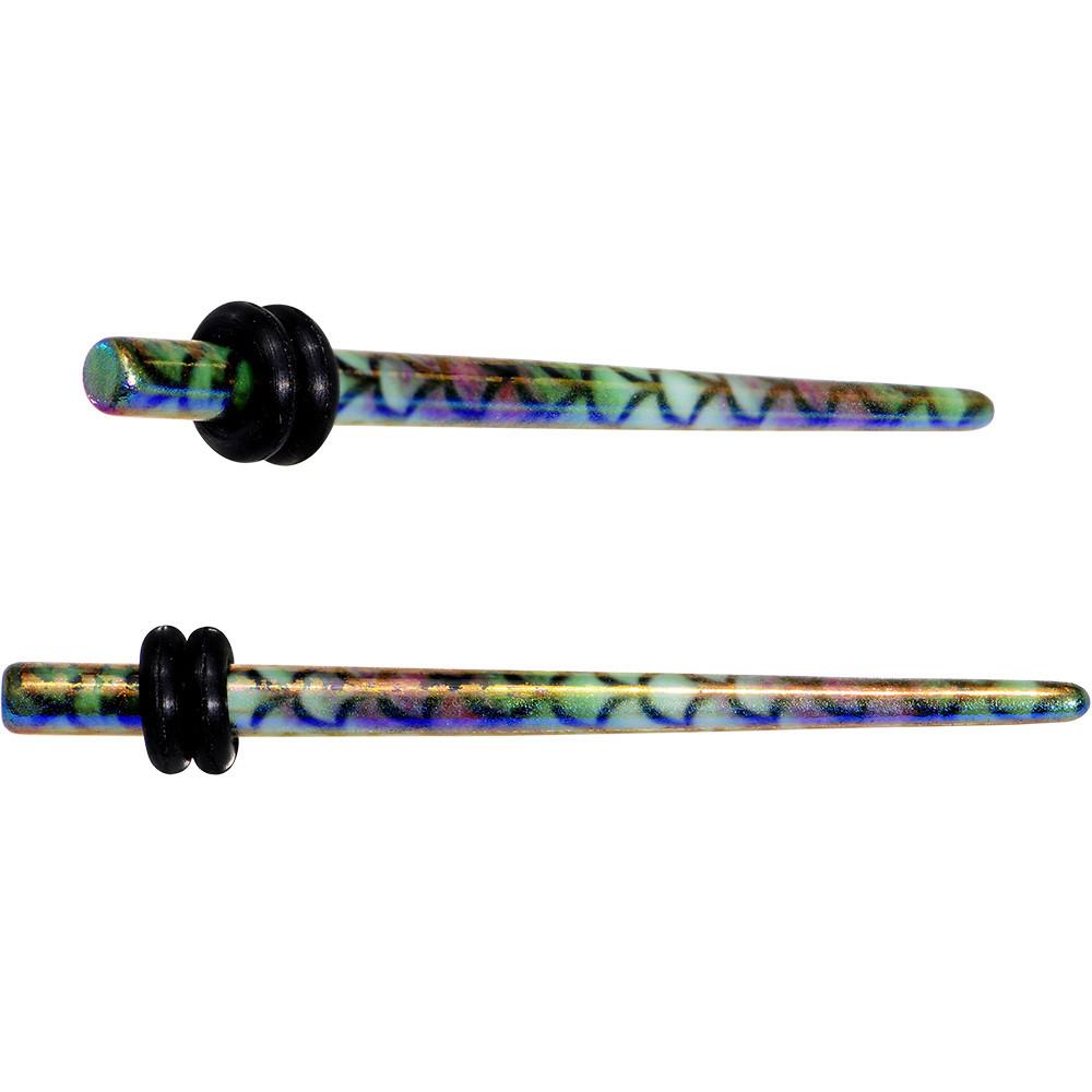 Rainbow Acrylic Mermaid Scale Straight Taper Set 14G to 12mm