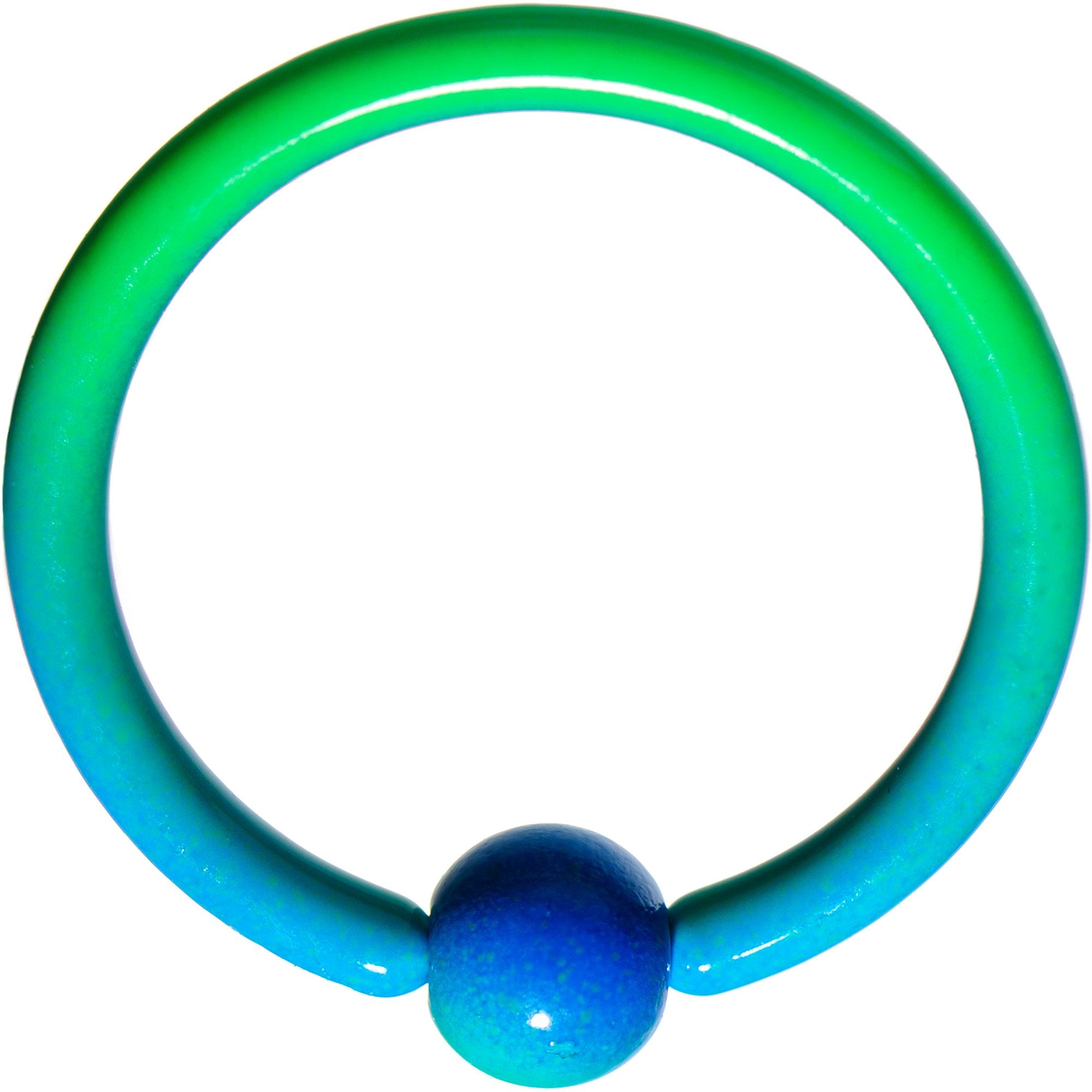 16G 3/8 Color Plated Blue Green Fade BCR Captive Ring