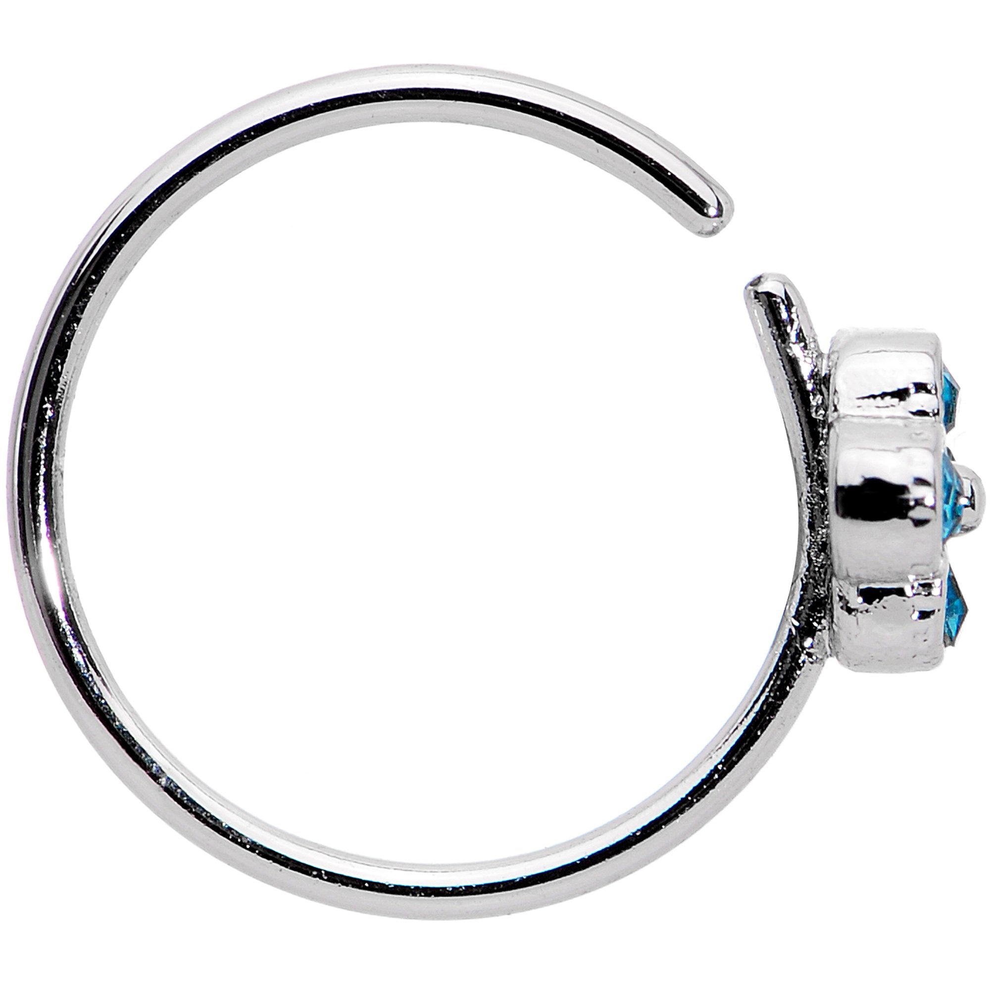 20G 3/8 Blue Gem Star Flower Seamless Circular Ring