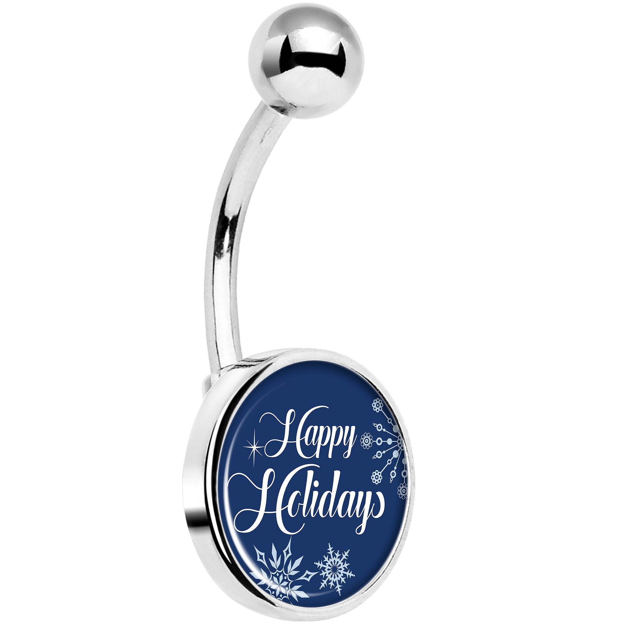 Happy Holidays Snowflake Hypoallergenic Stainless Steel Belly Ring