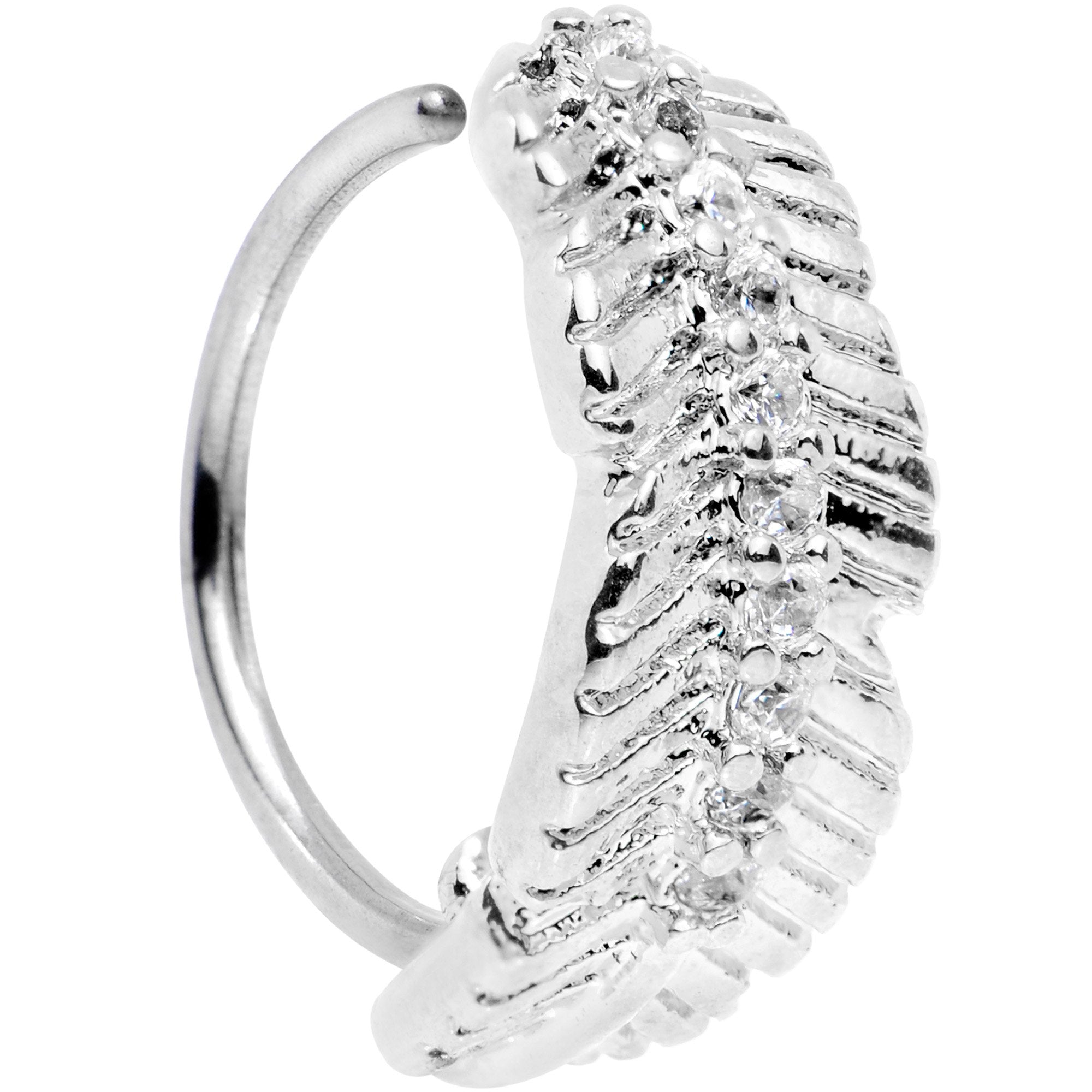 20G Clear CZ Gem Feather Seamless Circular Ring