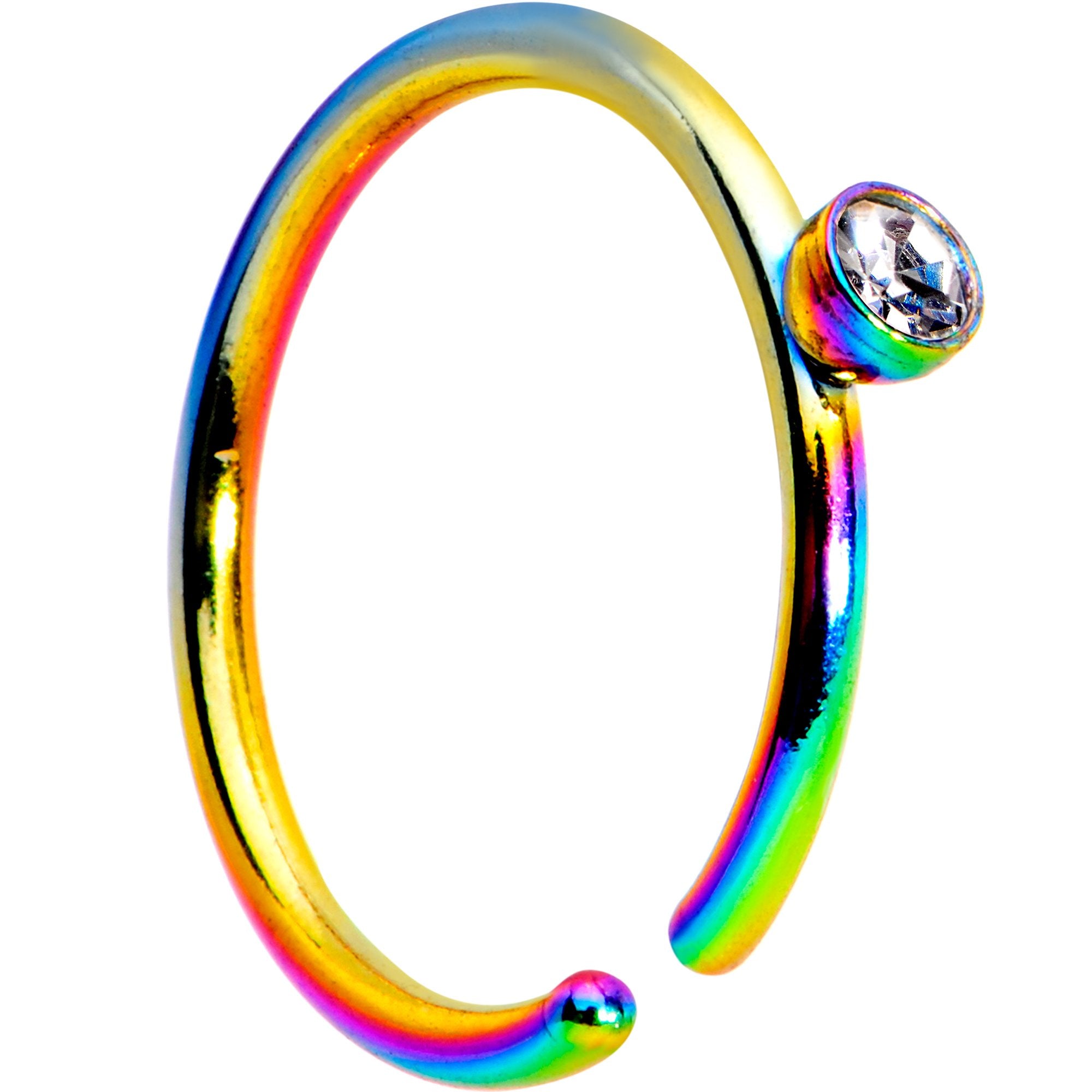 20G 5/16 Clear Gem Rainbow IP Seamless Circular Ring