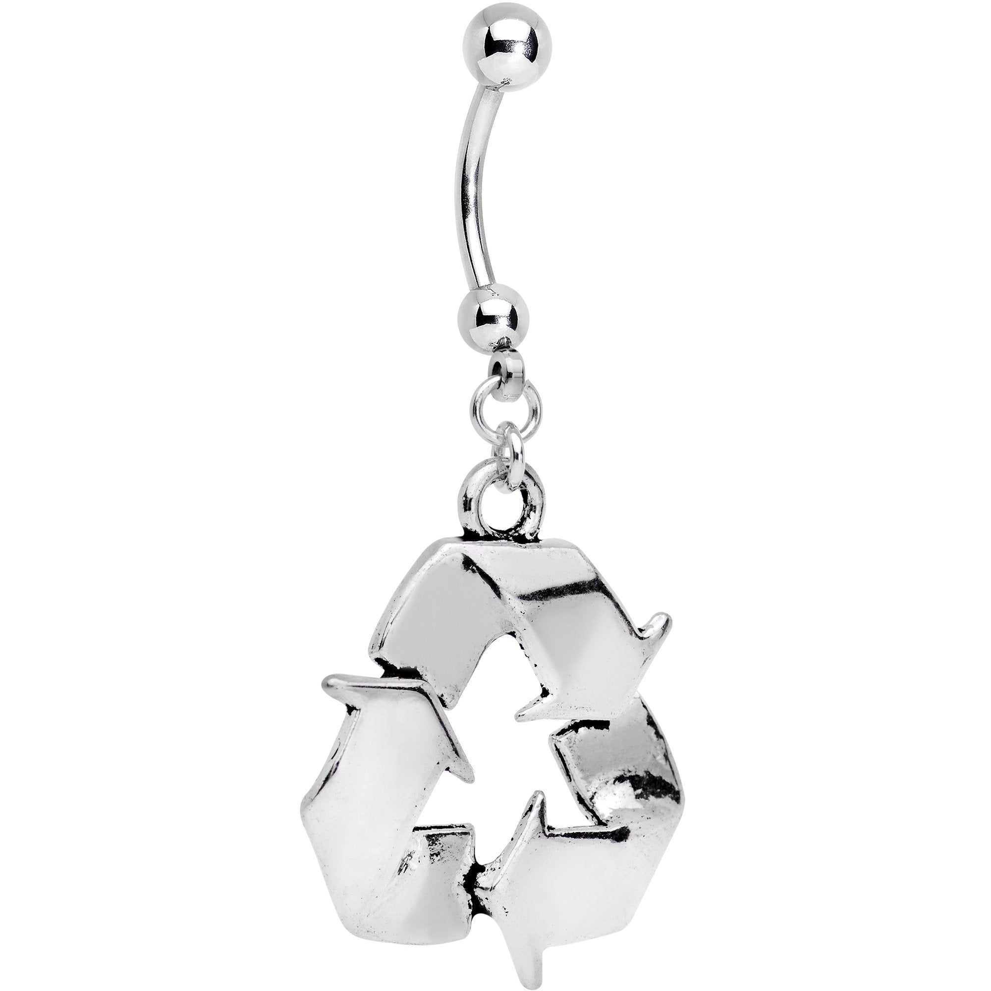 Handcrafted Recycle for the Environment Dangle Belly Ring