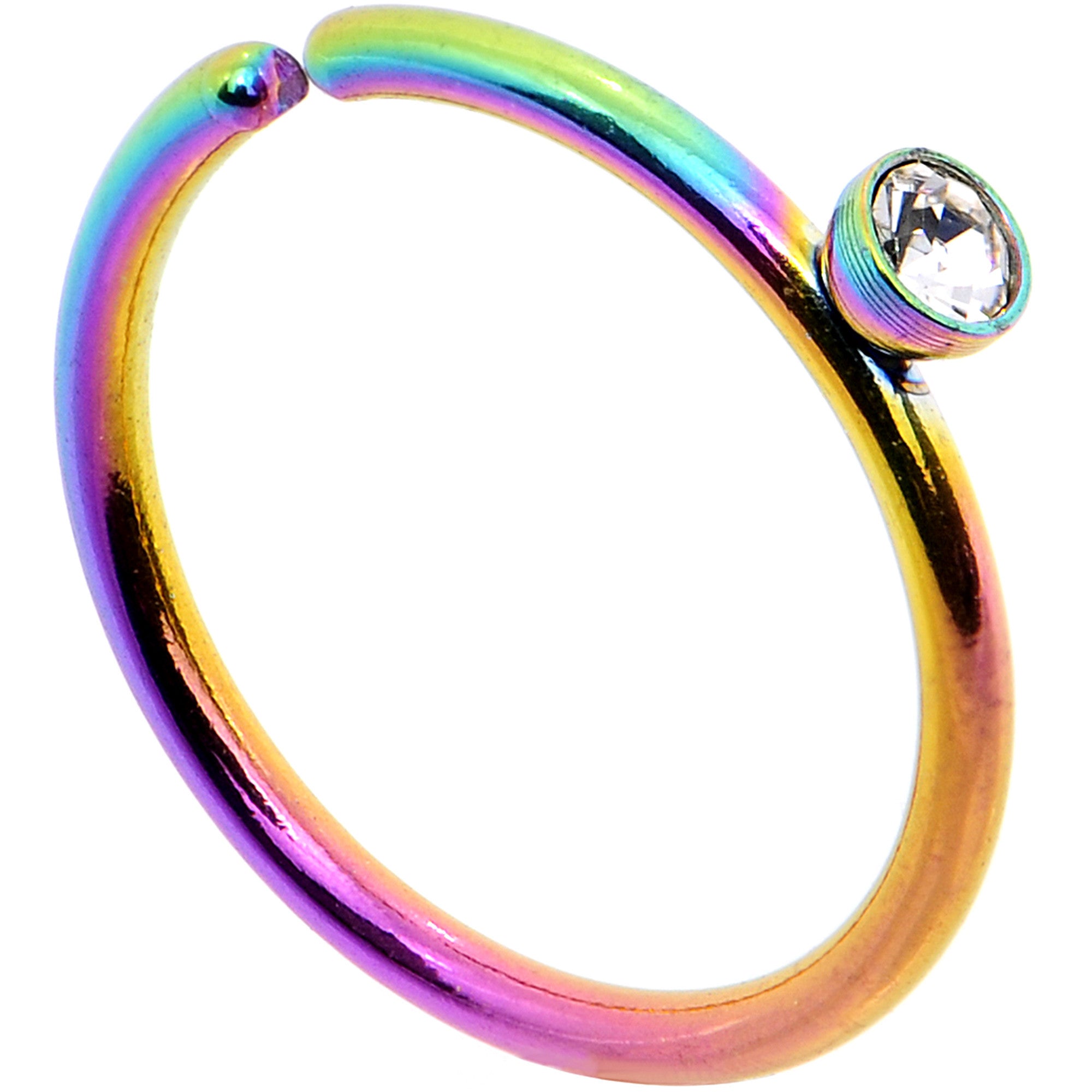 20G 5/16 Clear Gem Rainbow IP Seamless Circular Ring