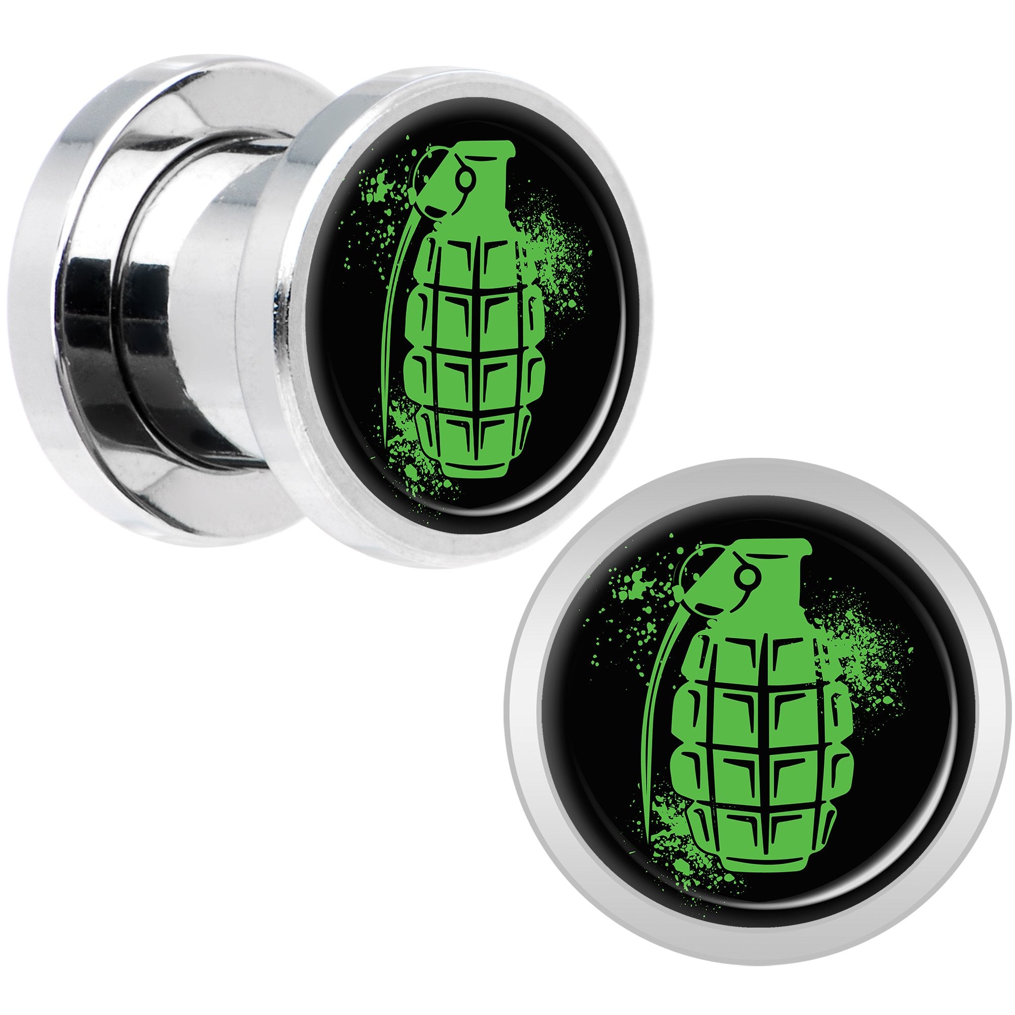 Green Grenade Steel Screw Fit Plug Set 0G