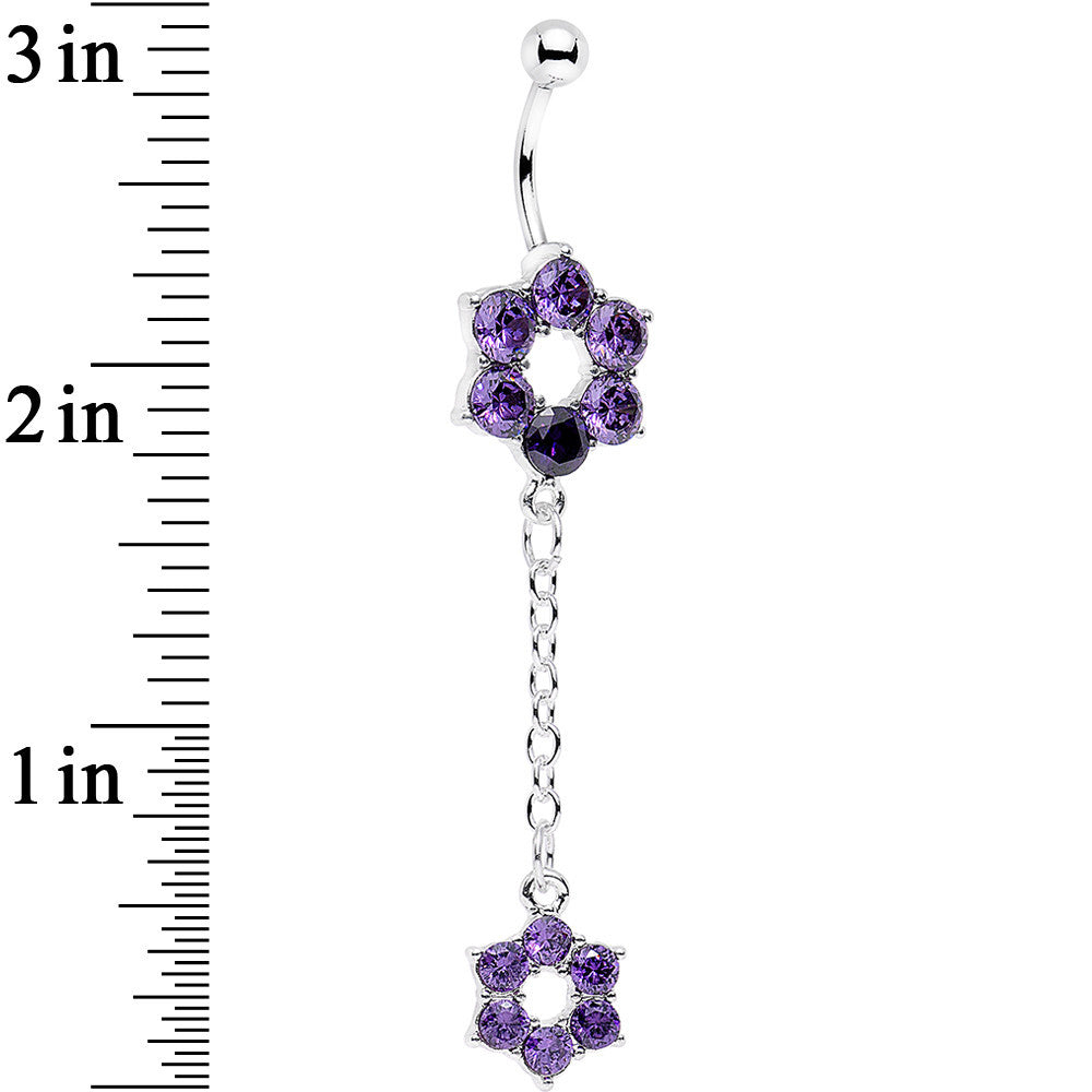 Pretty Purple Gem Sway with the Wind Flower Dangle Belly Ring