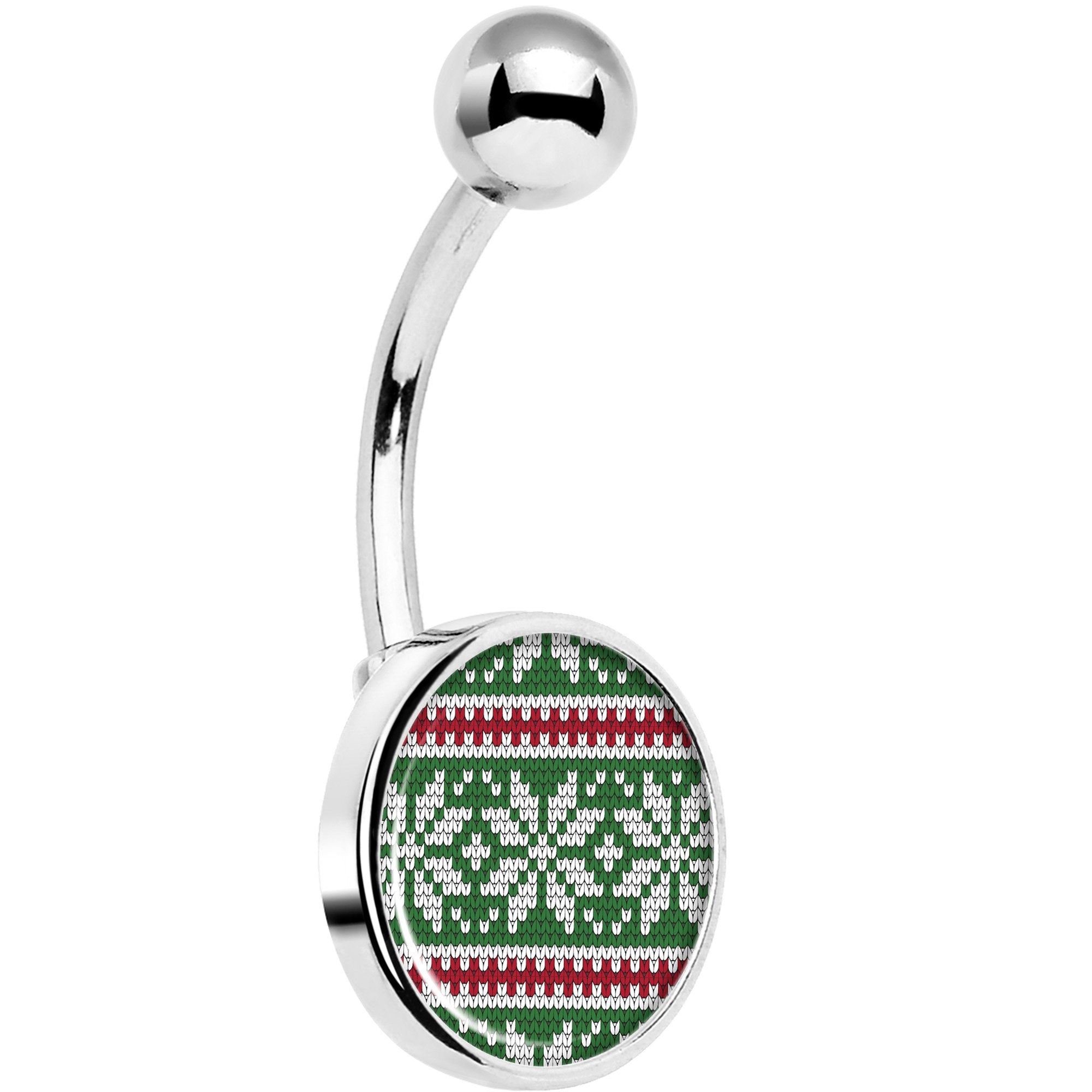 Green Red Christmas Sweater Hypoallergenic Stainless Steel Belly Ring