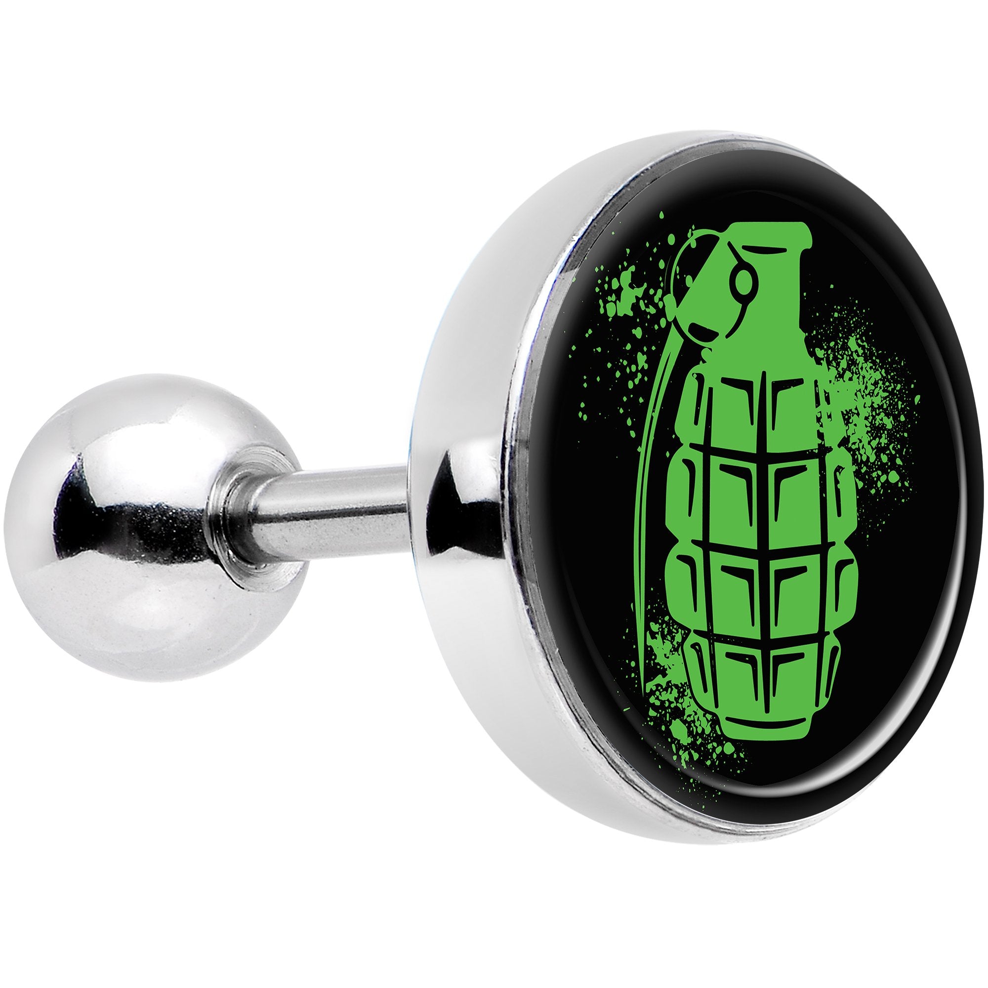 16G 1/4 Green Grenade Tragus Cartilage Earring