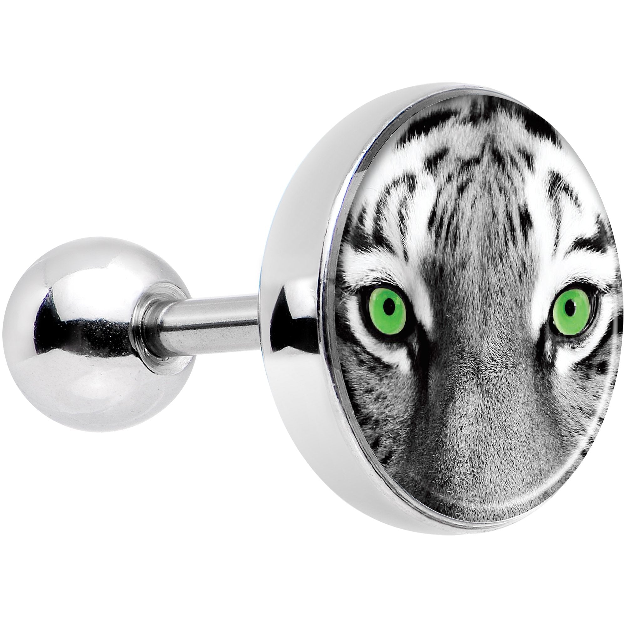 16G 1/4 Black White Tiger Eyes Tragus Cartilage Earring
