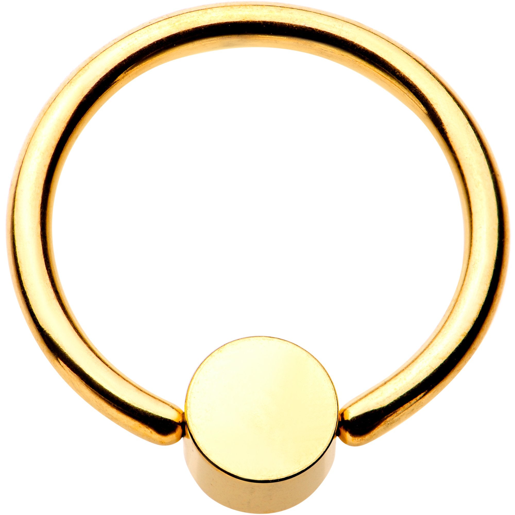 14G 1/2 Clear Gem 5mm Disc Gold IP BCR Captive Ring