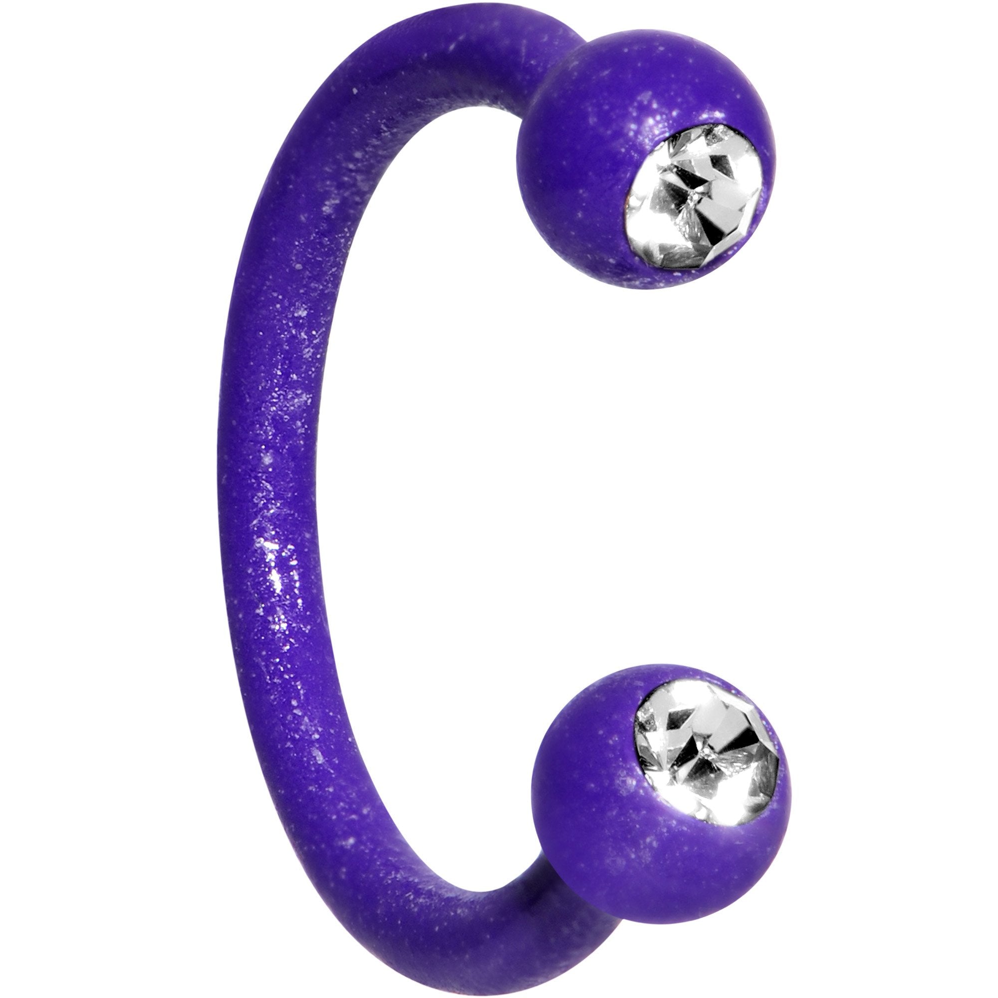 16G Clear Gem Purple Glow in the Dark Horseshoe Circular Barbell
