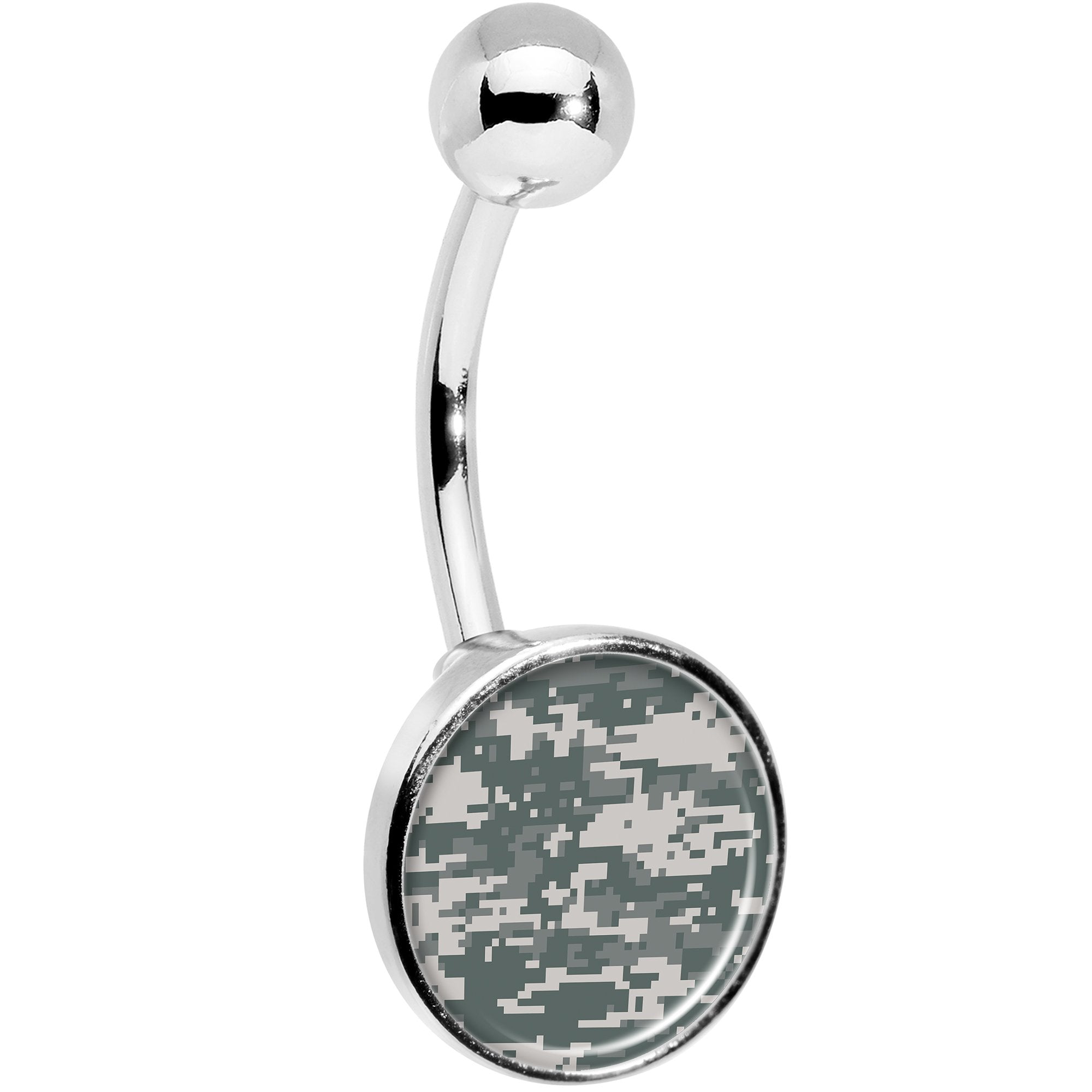 Digital Camo Print Stainless Steel Belly Ring stylish jewelry