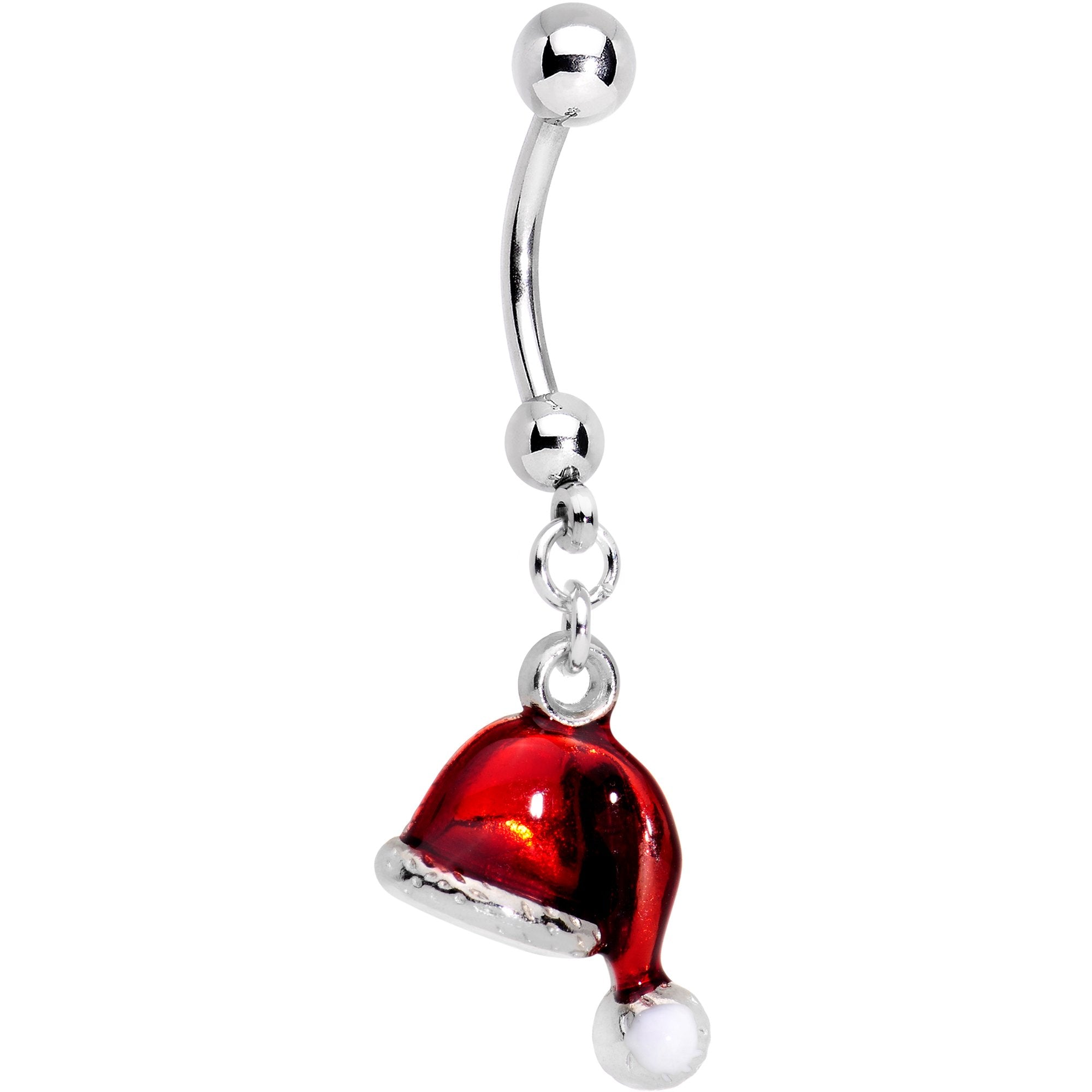 Red Santa Cap Christmas Dangle Belly Ring