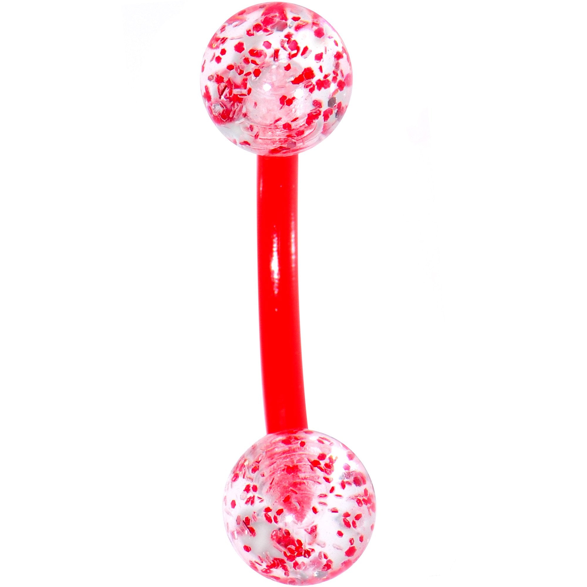 16G 5/16 Red Glitter Burst Curved Eyebrow Ring
