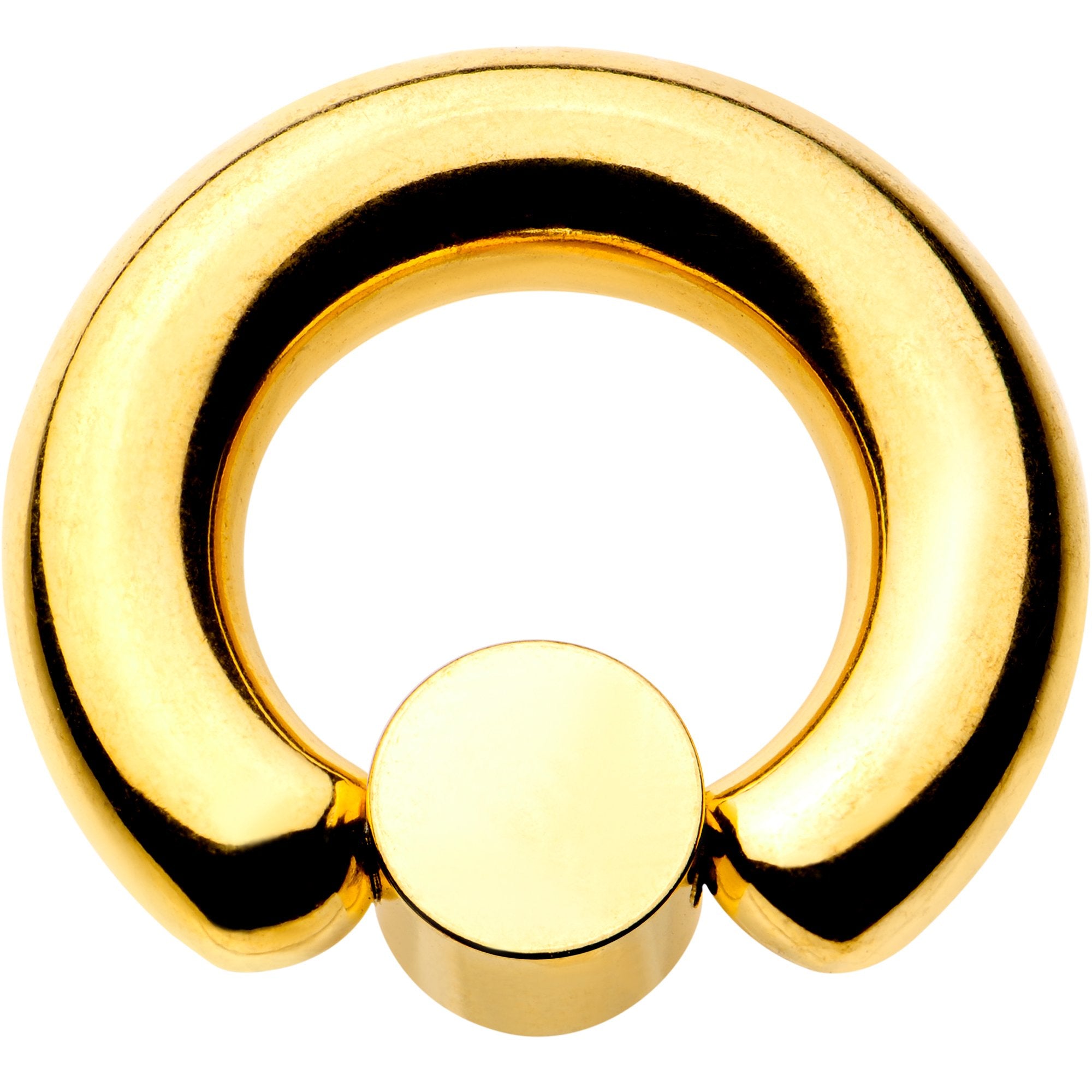 2G 9/16 Clear Gem 8mm Disc Gold IP BCR Captive Ring