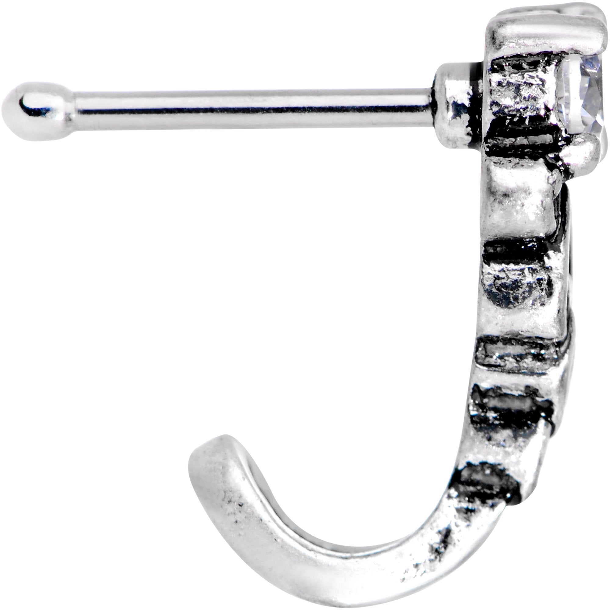 Clear CZ Gem Heart Tail Faux Hoop Nose Bone