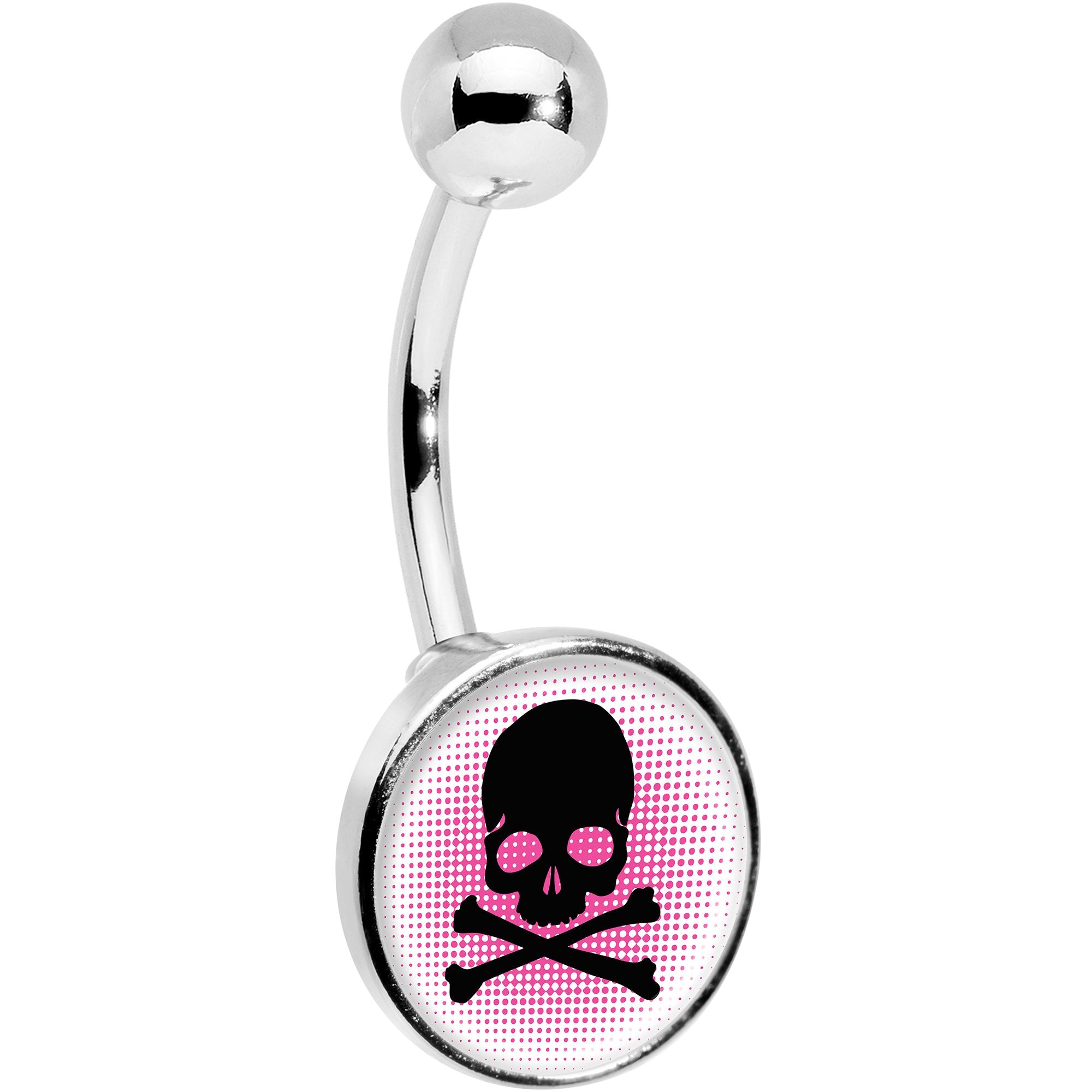 Pink Black Skull Stainless Steel Belly Ring stylish jewelry