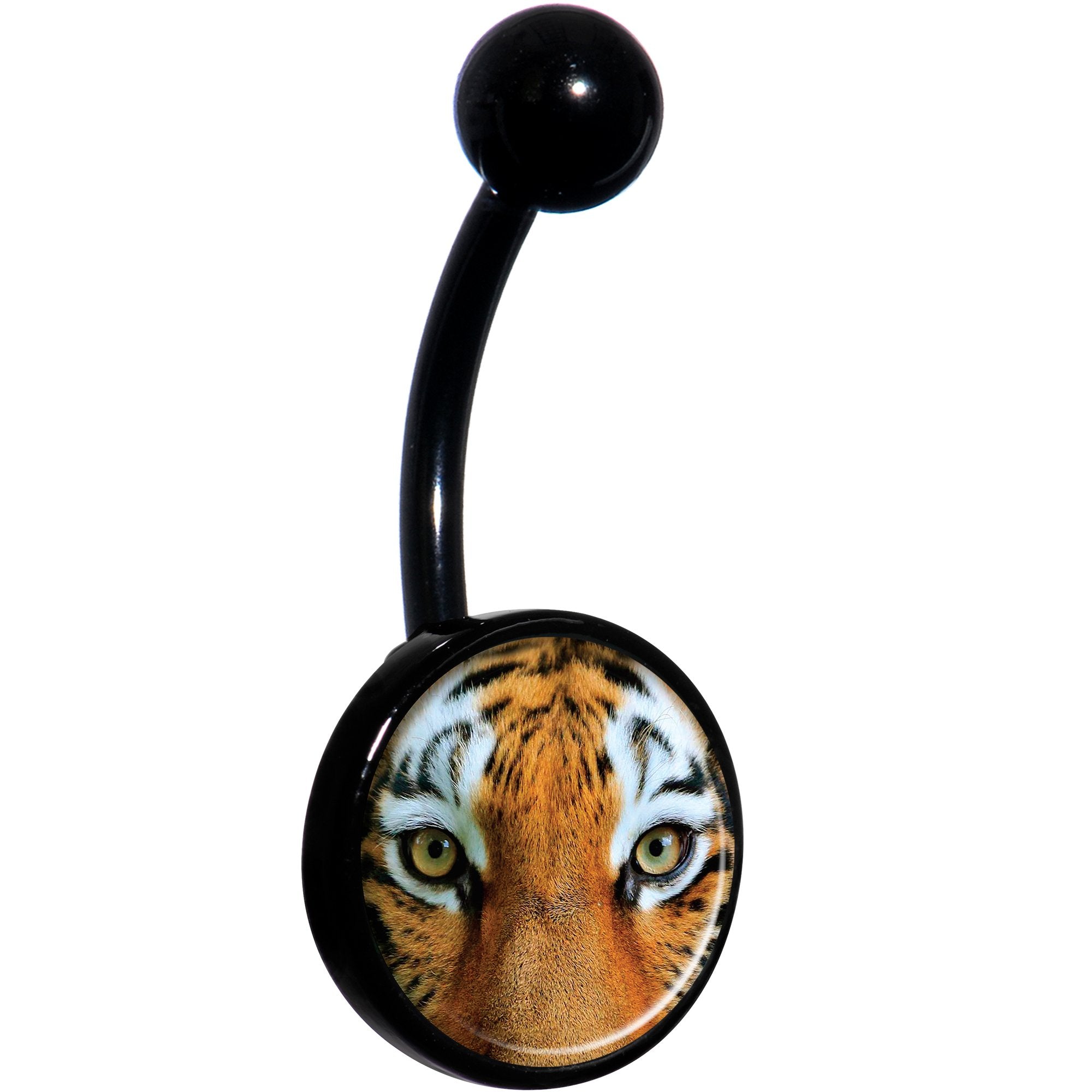 Full Color Tiger Eyes Black Hypoallergenic Stainless Steel Belly Ring