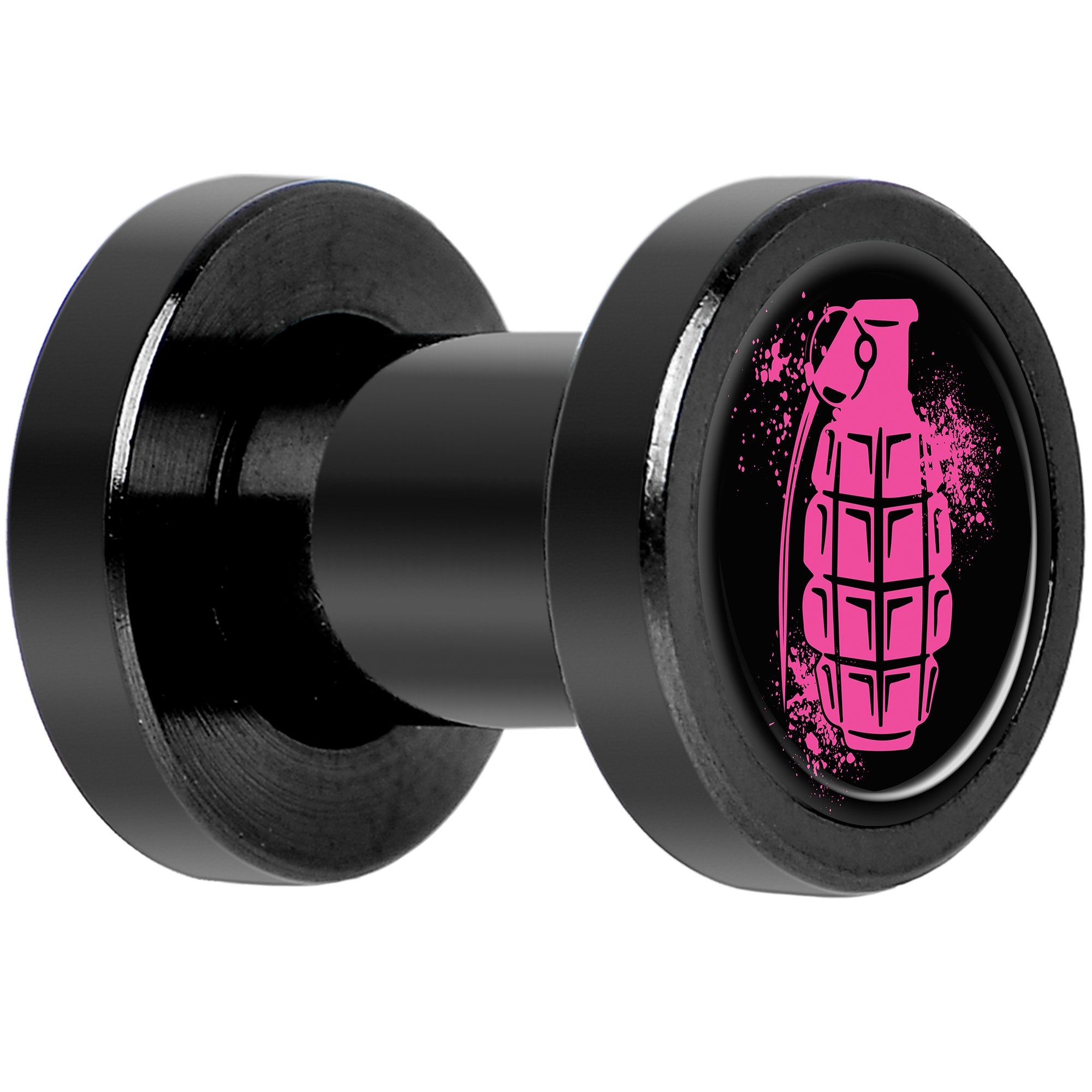 Pink Grenade Black Anodized Screw Fit Plug Set 4G