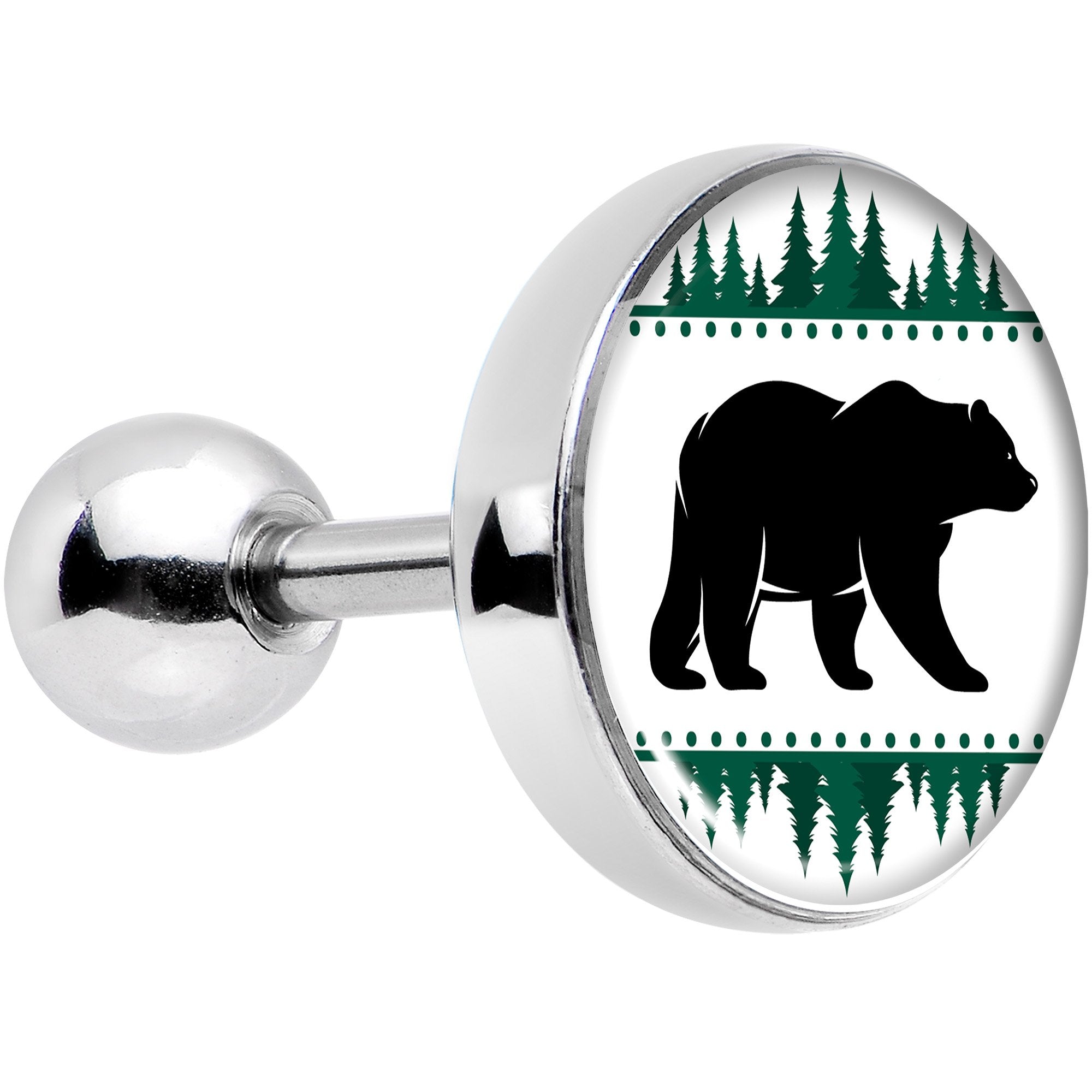 16G 1/4 Winter Polar Bear in Woods Tragus Cartilage Earring